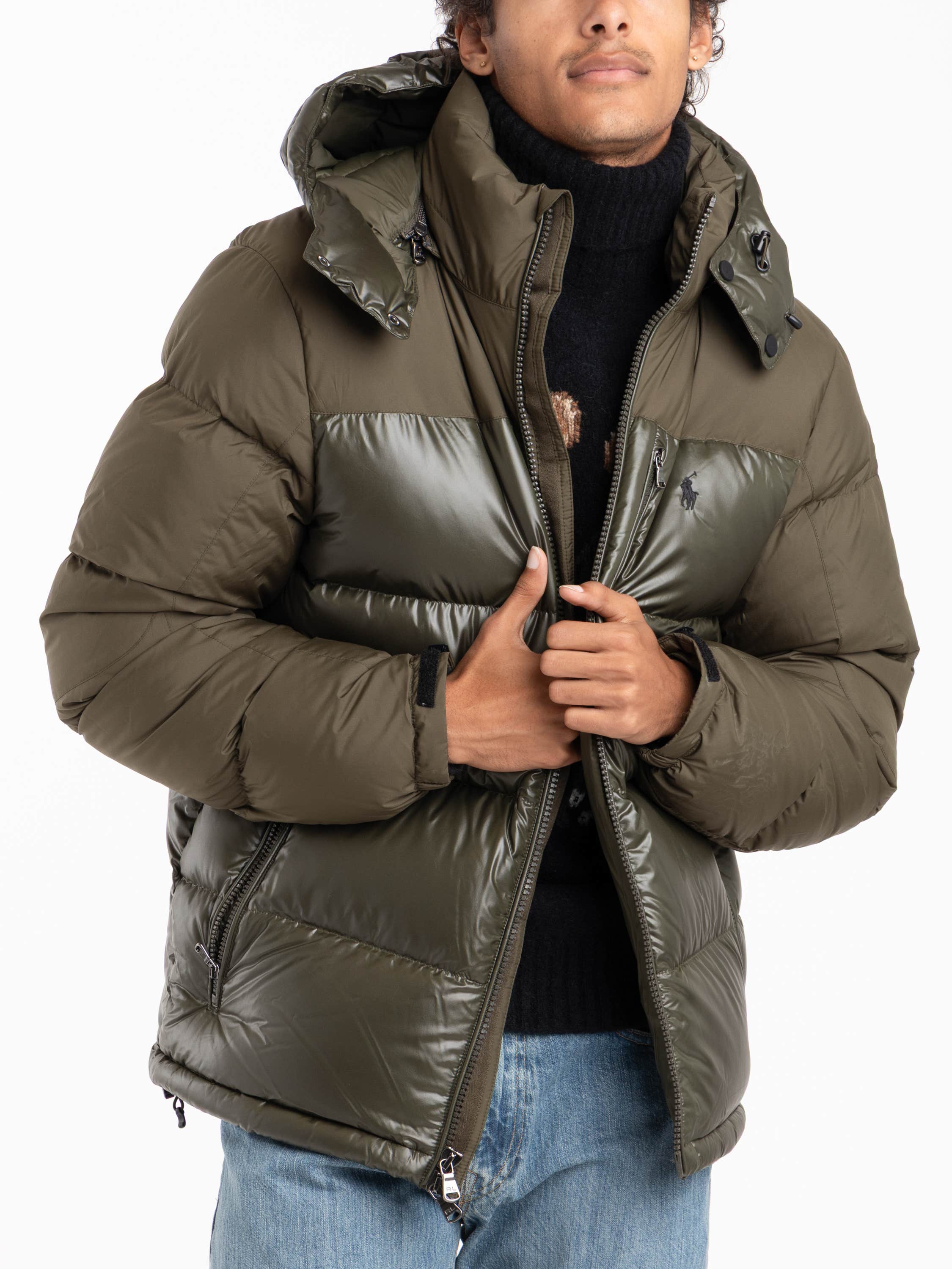 Dark Green Two-Tone Down Jacket