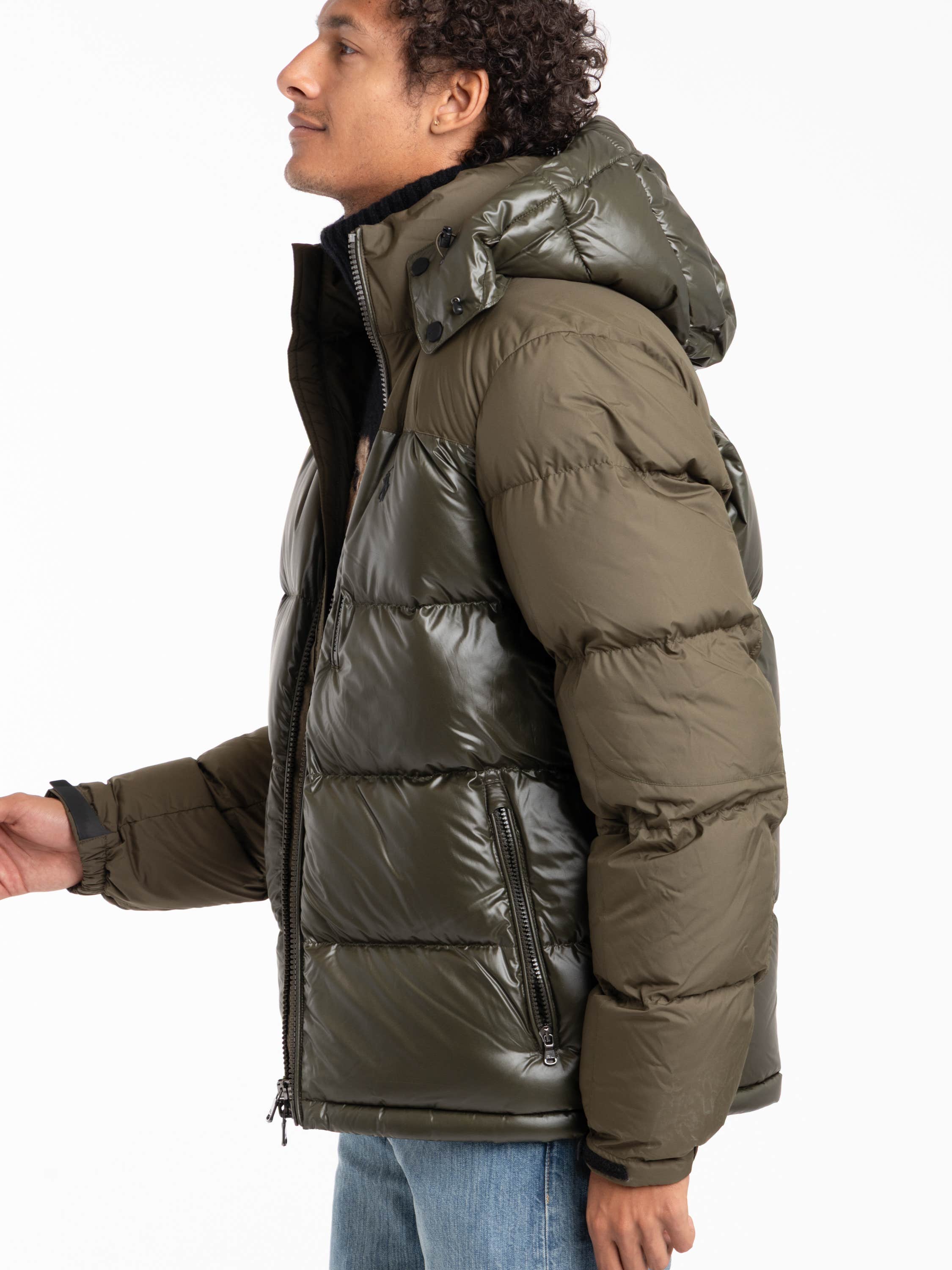 Dark Green Two-Tone Down Jacket