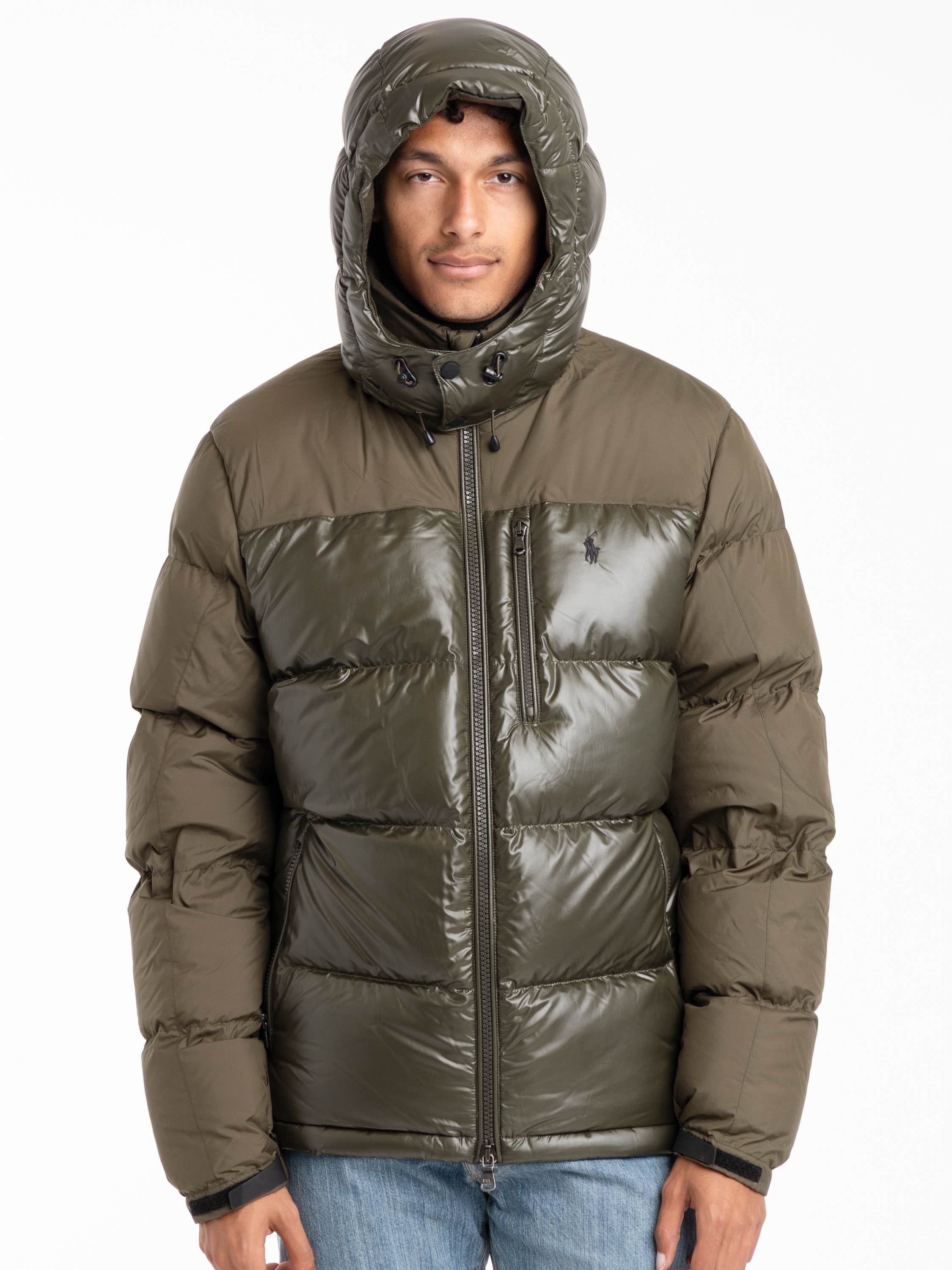 Dark Green Two-Tone Down Jacket