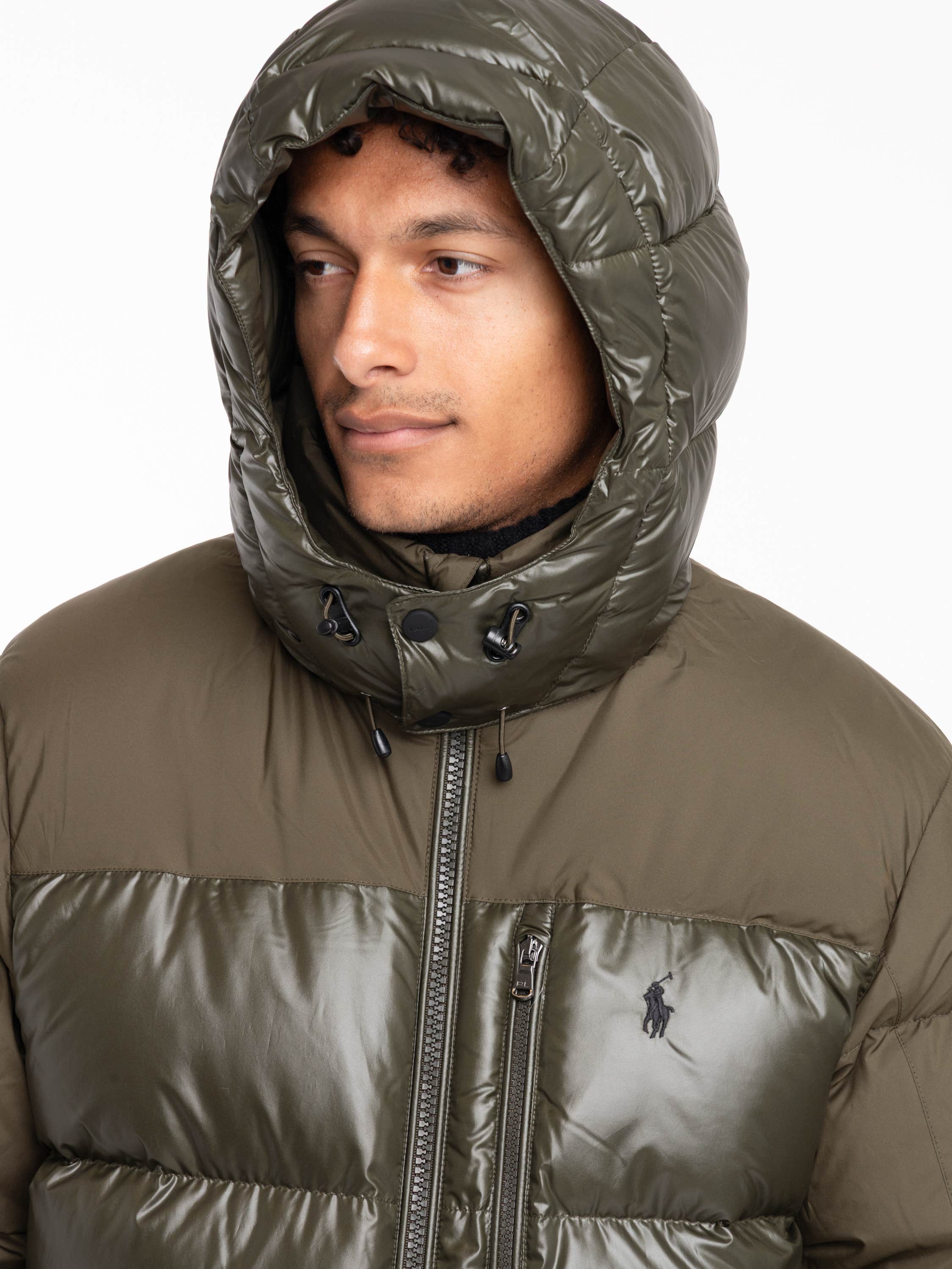 Dark Green Two-Tone Down Jacket