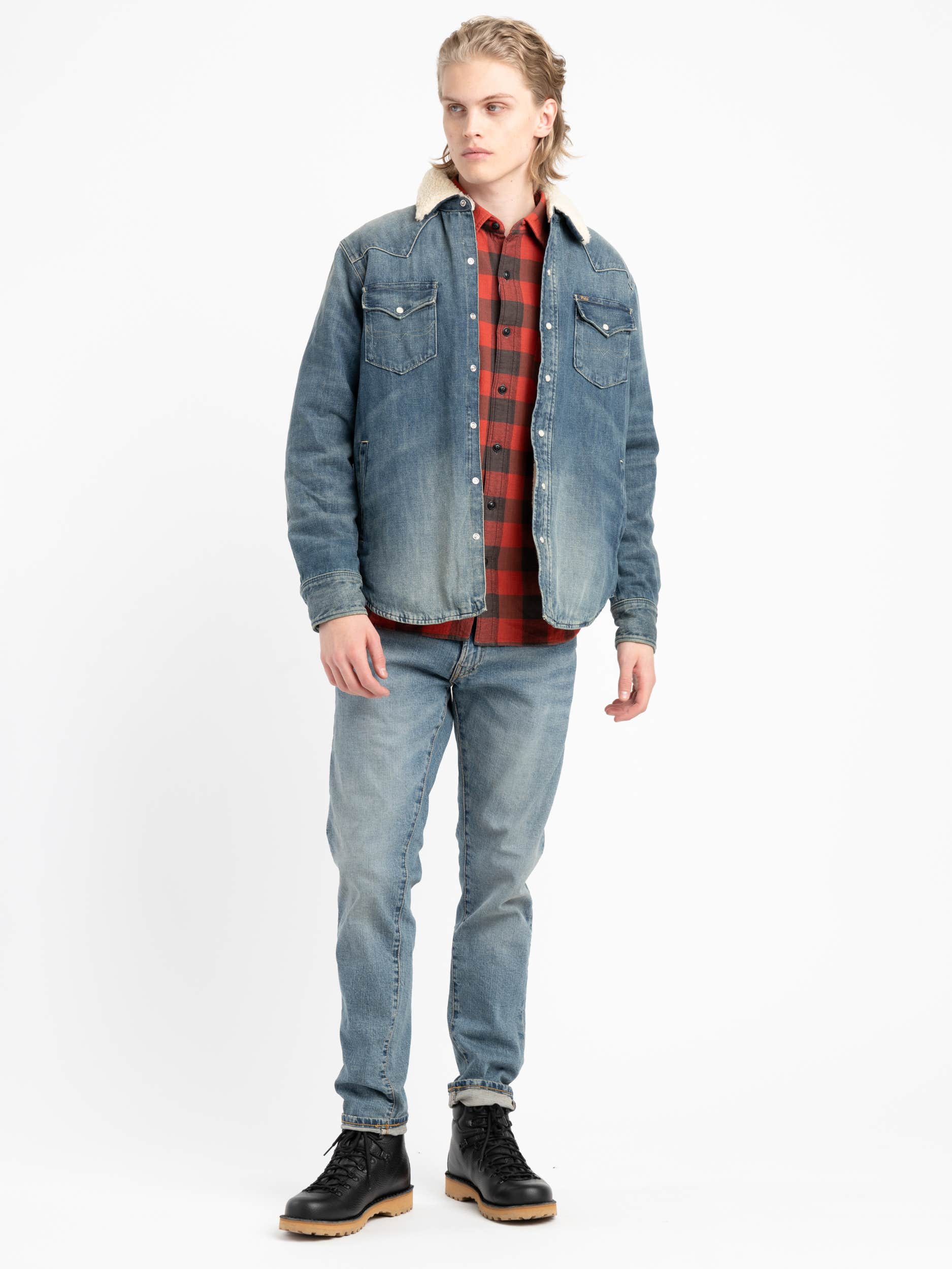 Fleece-Lined Denim Western Overshirt