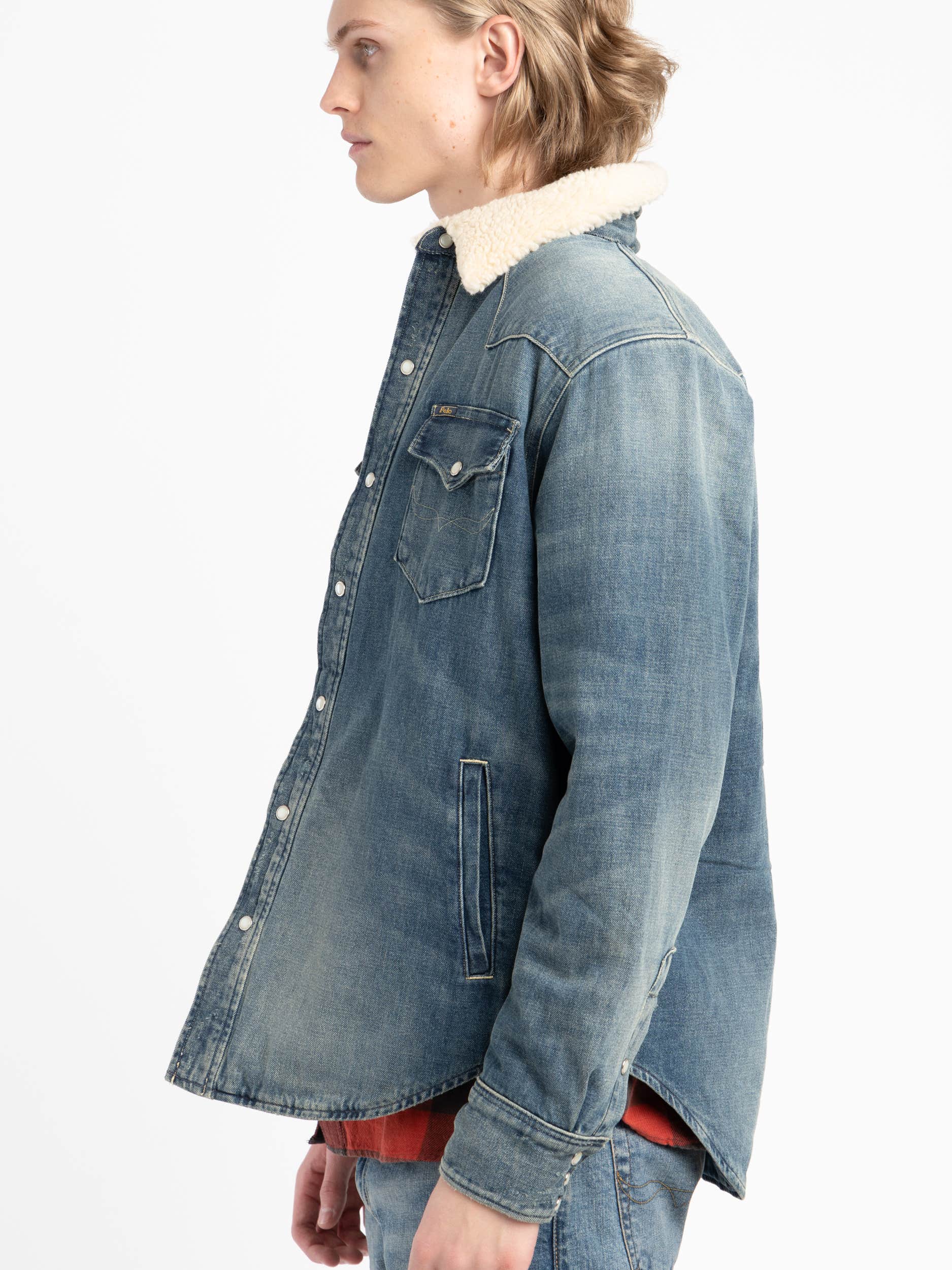 Fleece-Lined Denim Western Overshirt