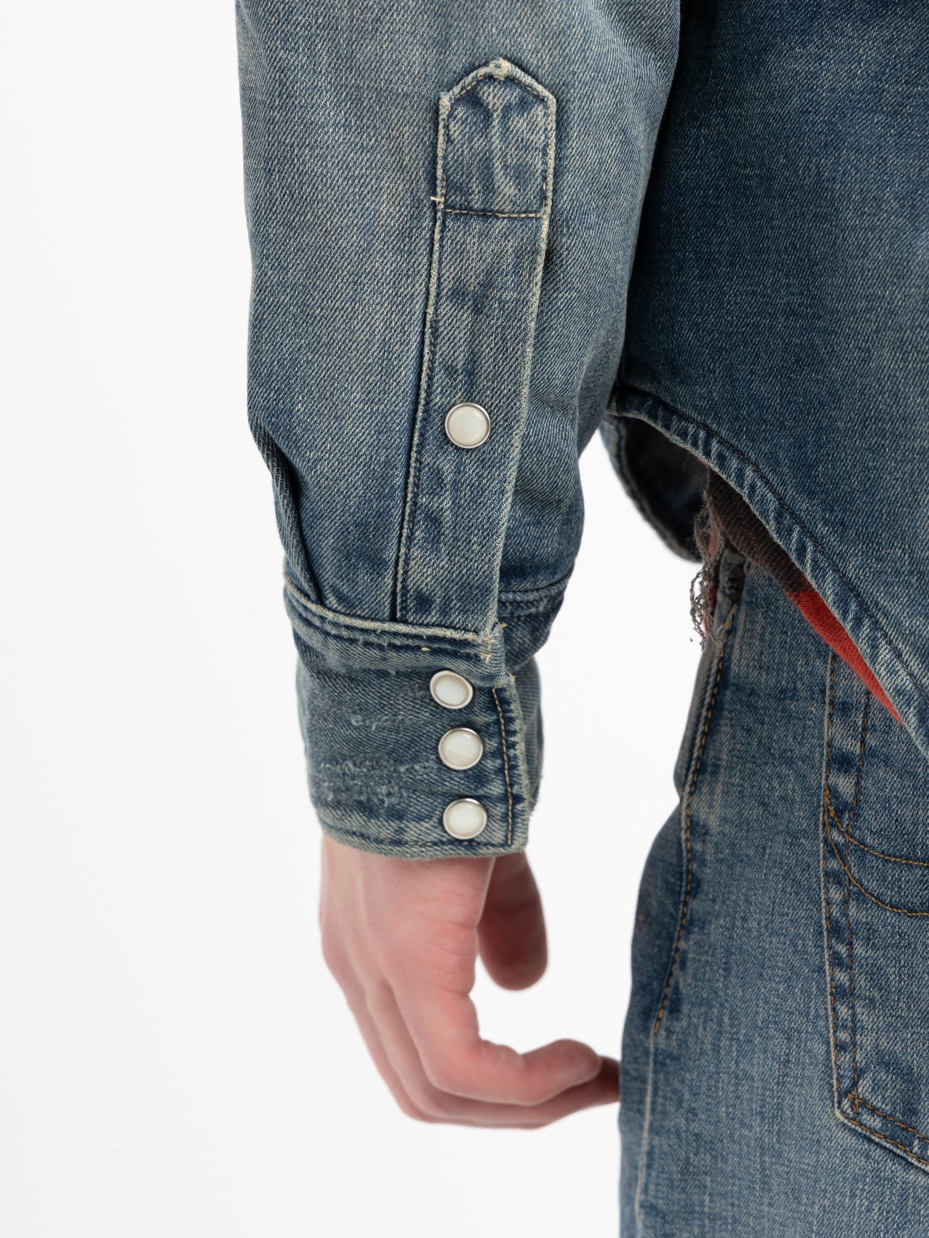 Fleece-Lined Denim Western Overshirt