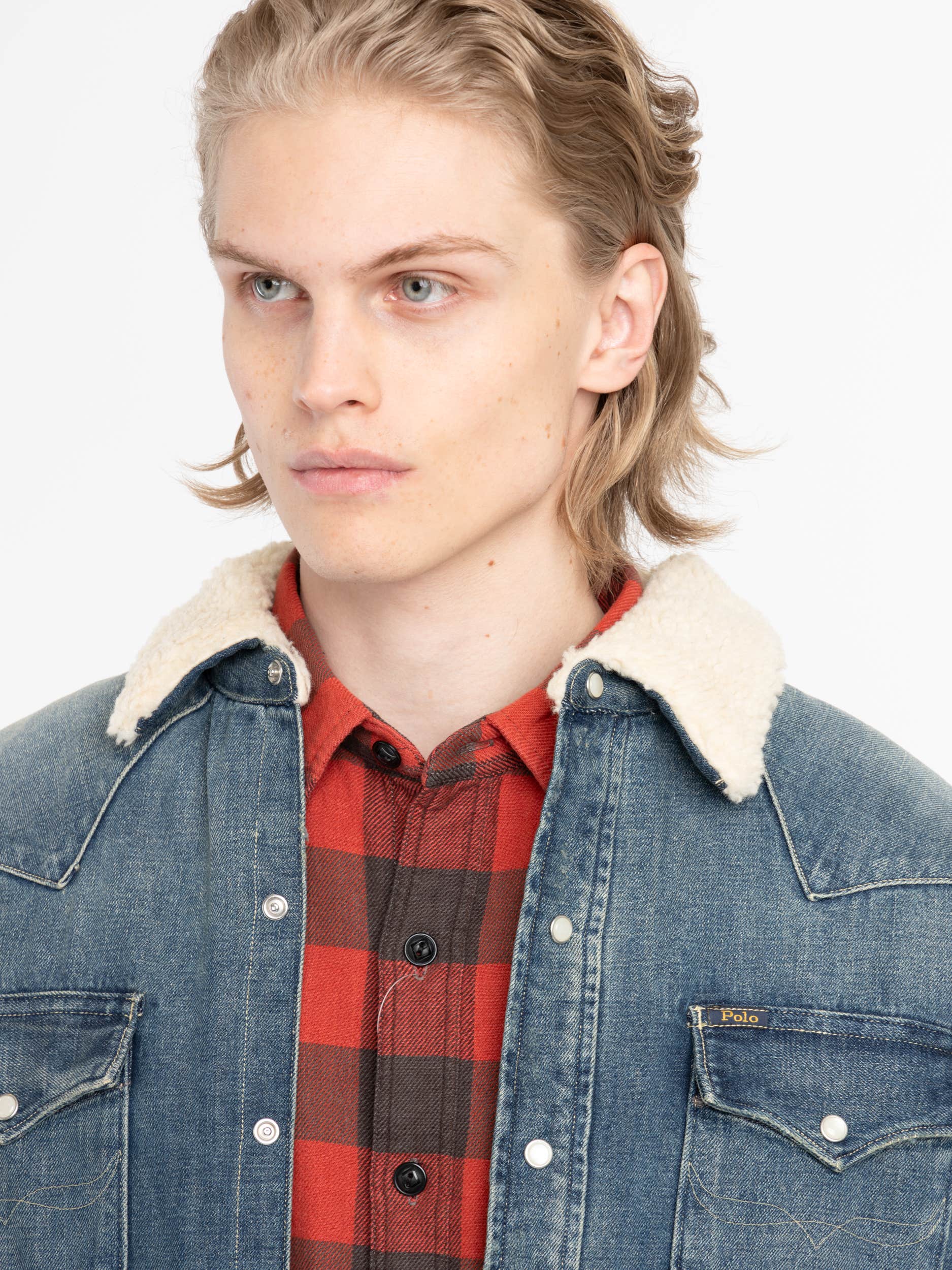 Fleece-Lined Denim Western Overshirt
