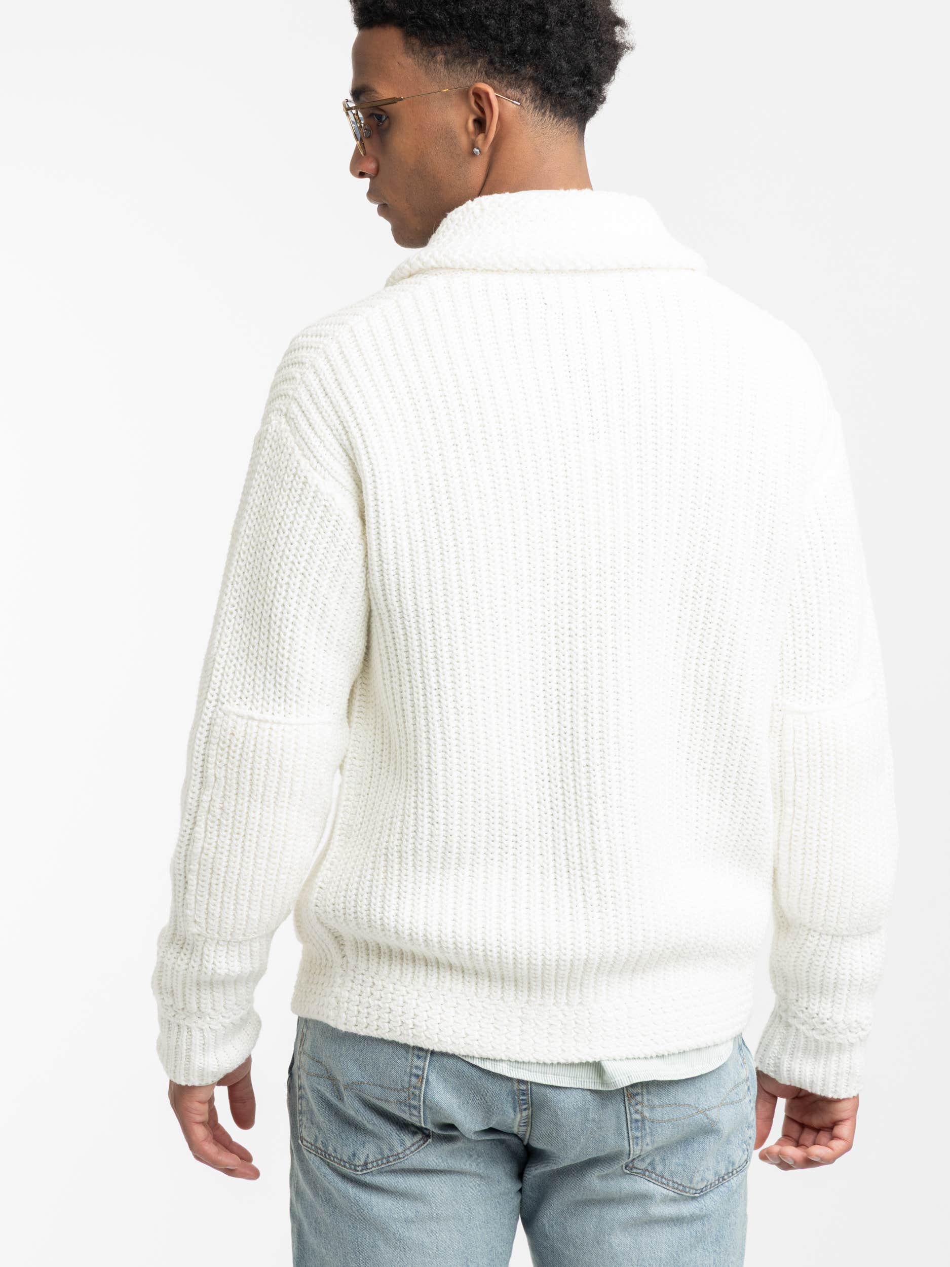 Linen-Cotton Shawl Cardigan