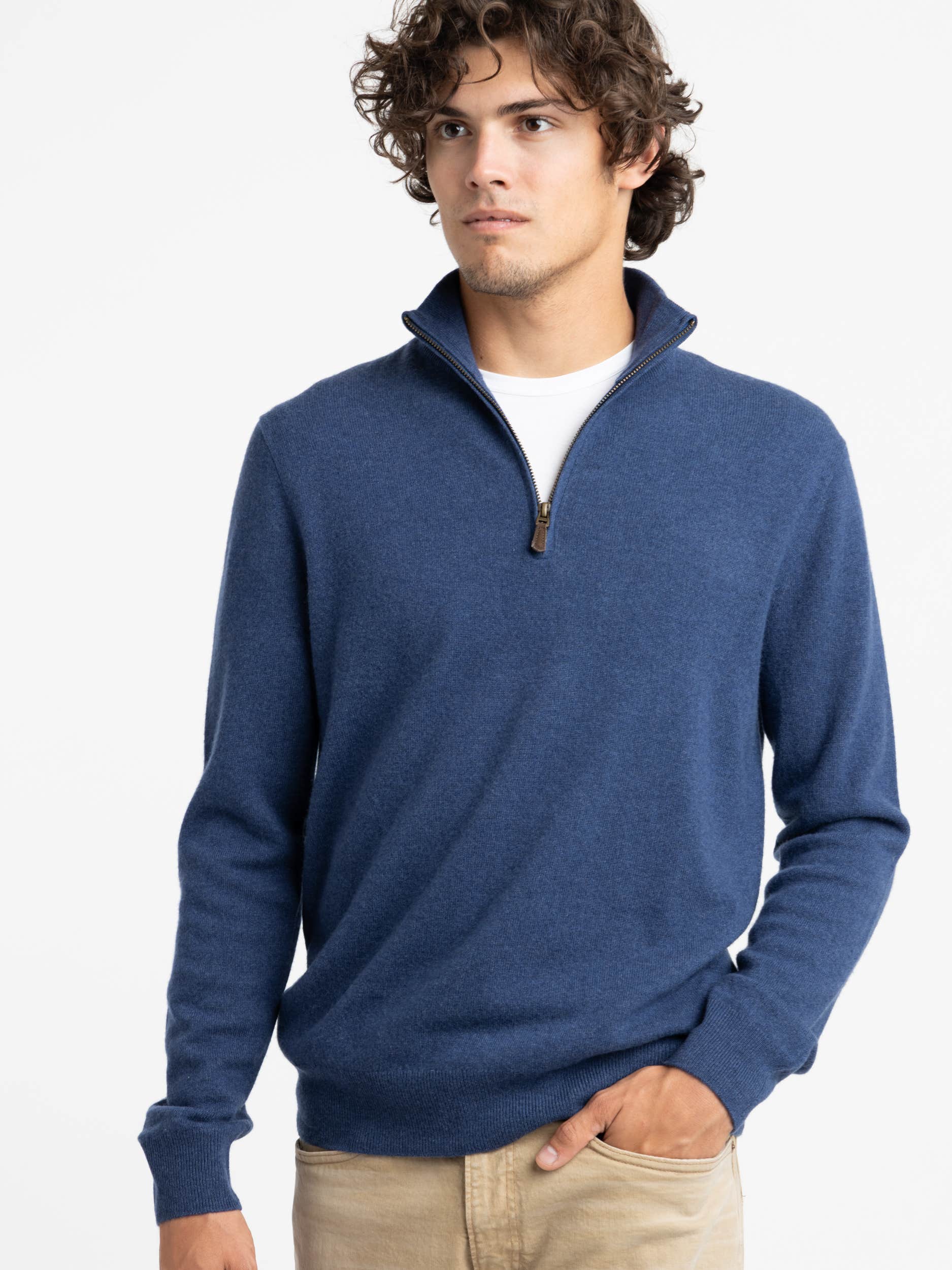 Navy Wool Quarter Zip