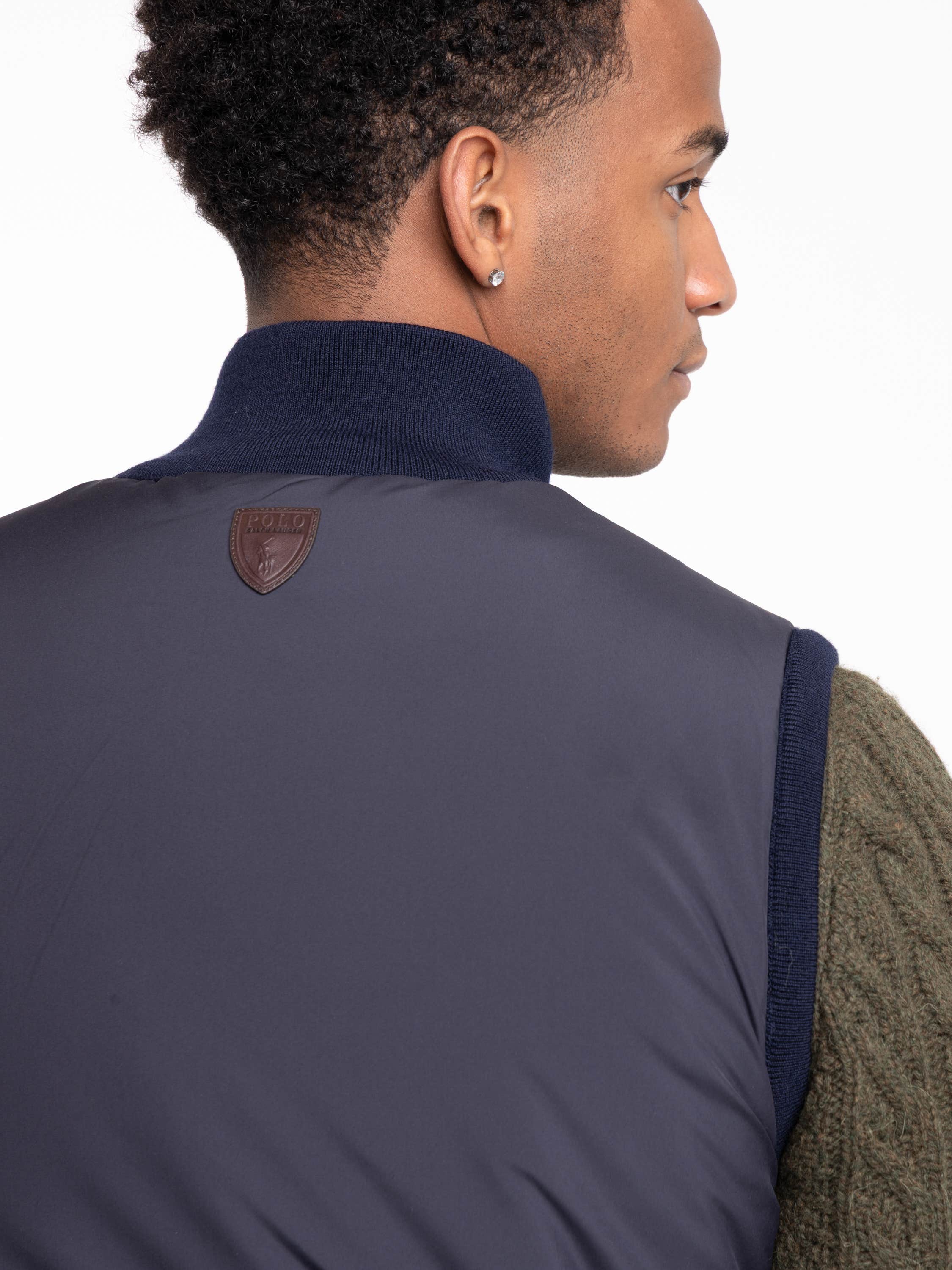 Navy Hybrid Full-Zip Sweater Vest
