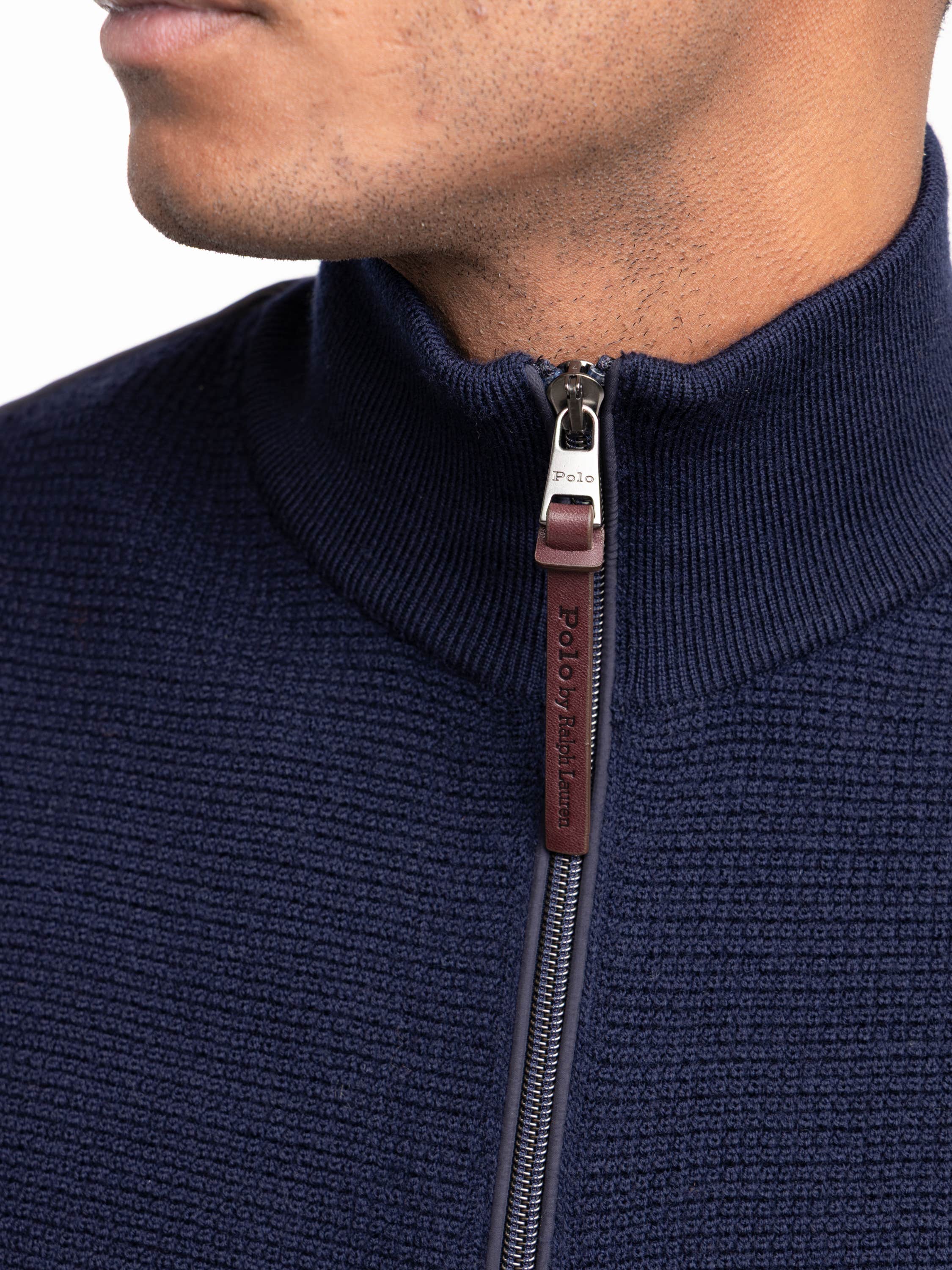 Navy Hybrid Full-Zip Sweater Vest