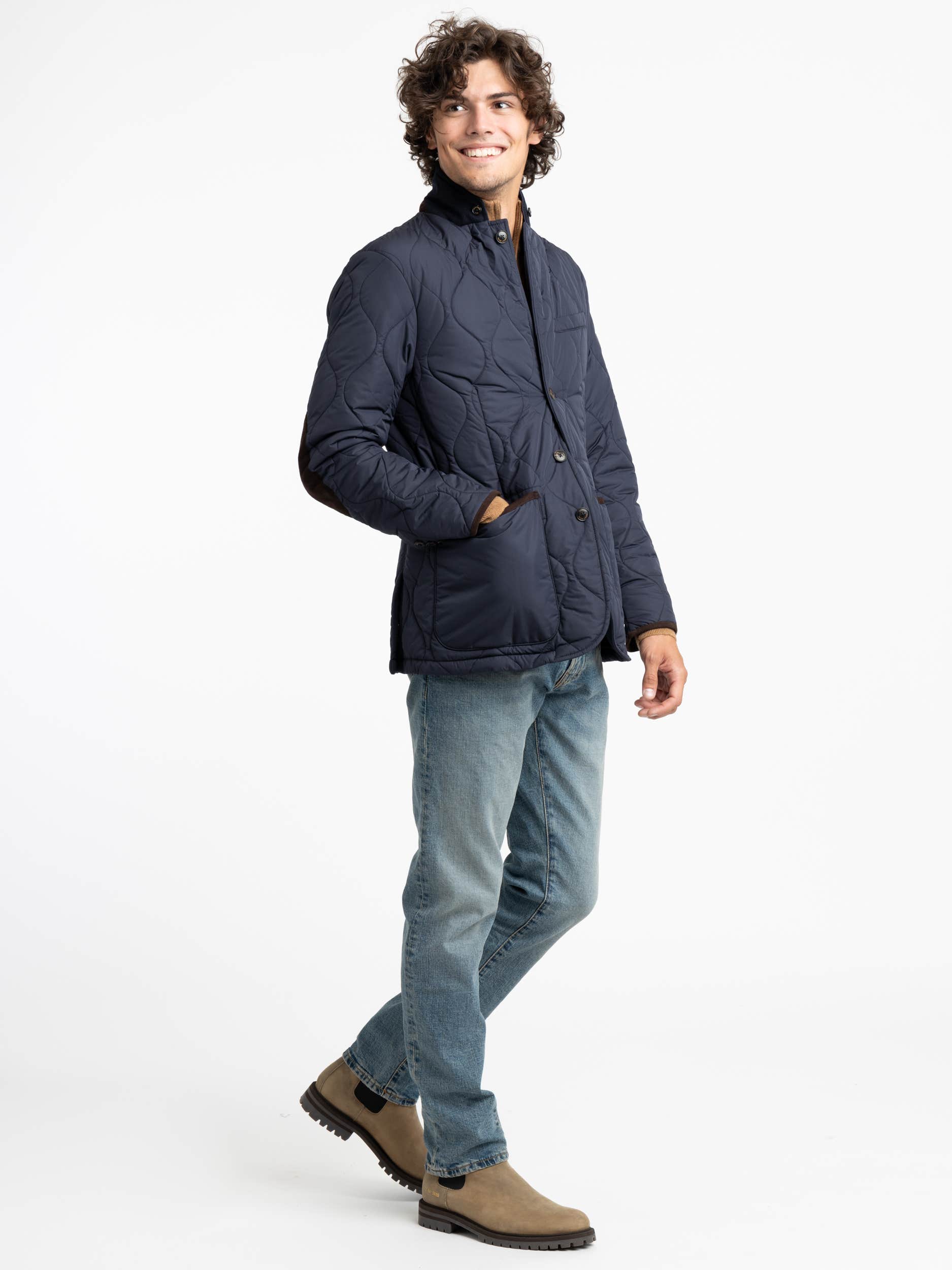 Suede Trim Quilted Jacket