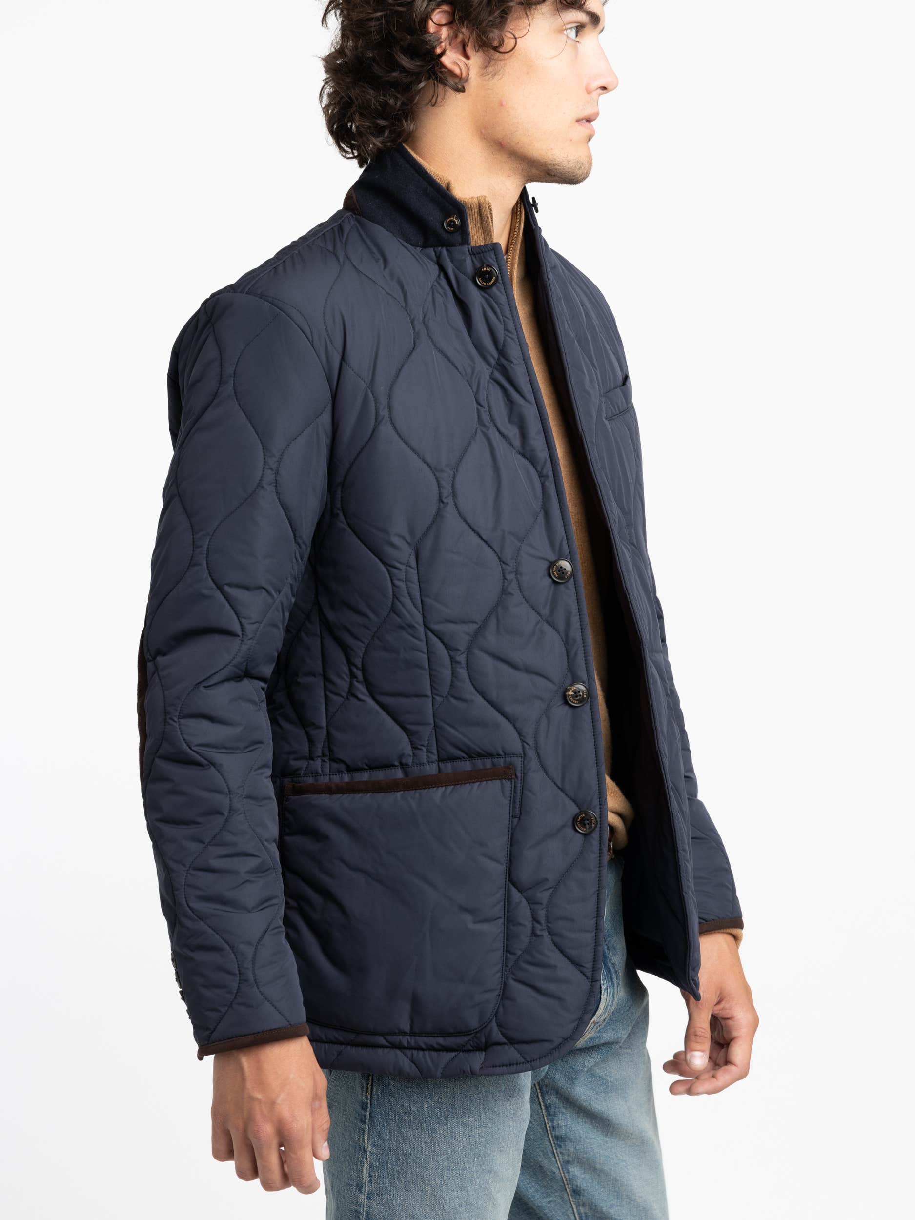 Suede Trim Quilted Jacket