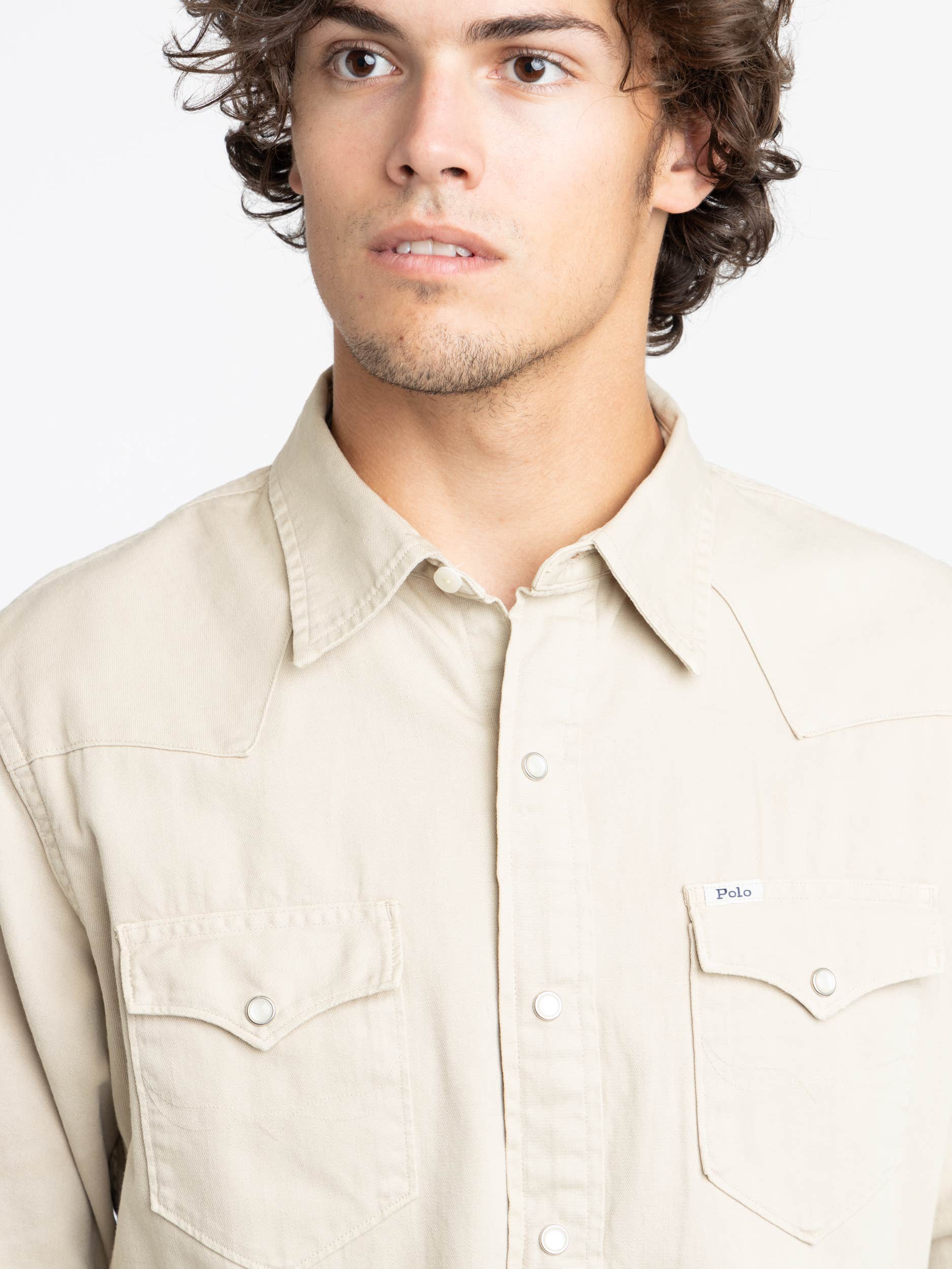 Stone Garment-Dyed Denim Western Shirt