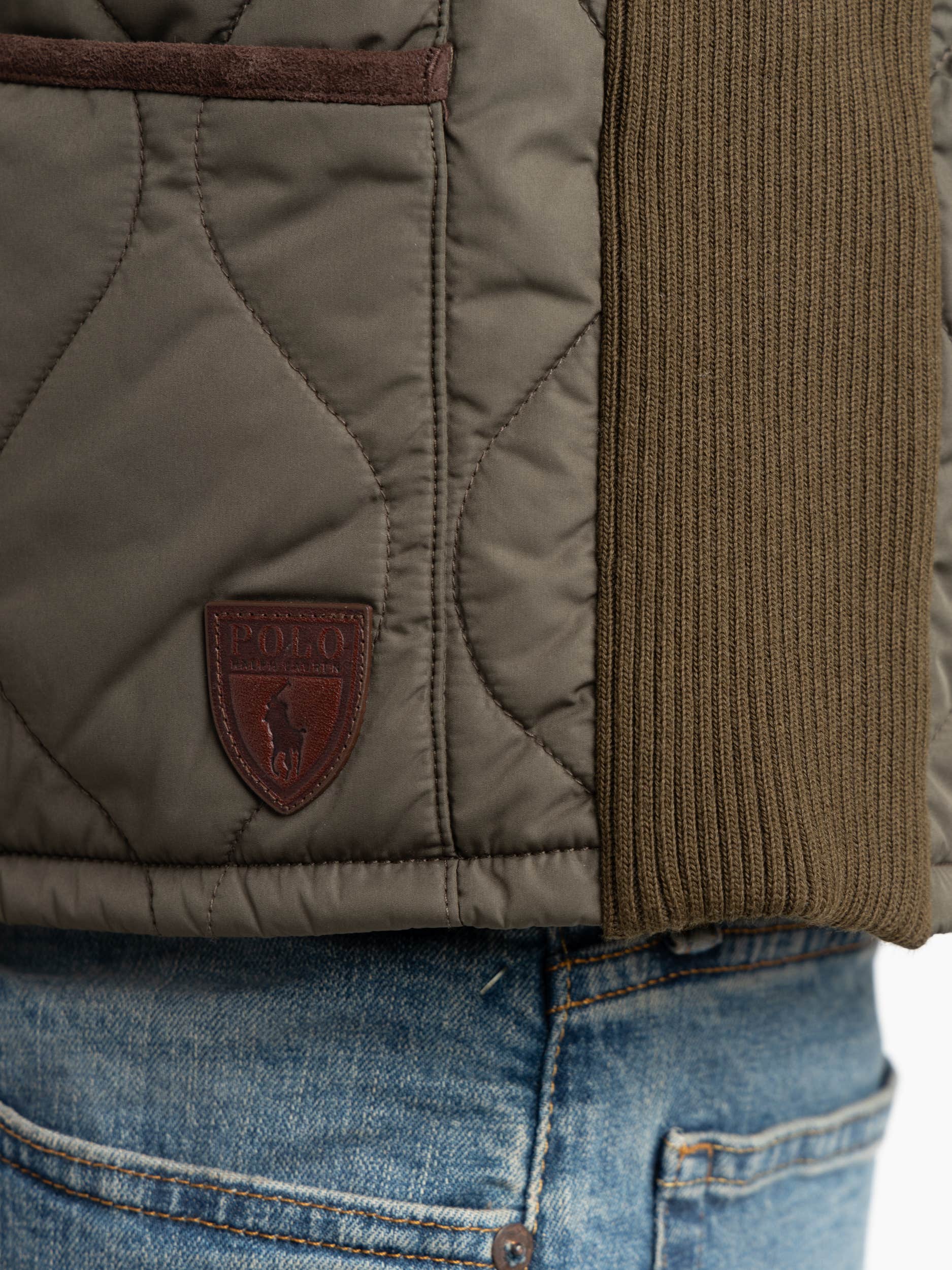 Turf Olive Suede-Trim Quilted Vest