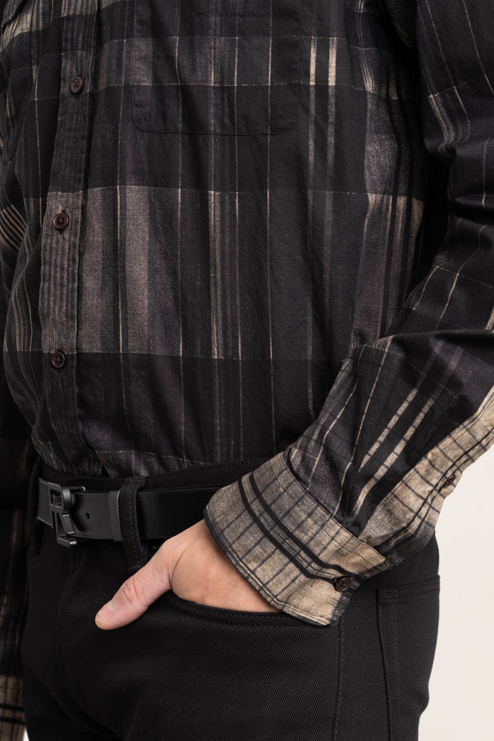 Black and Tan Plaid Sport Shirt
