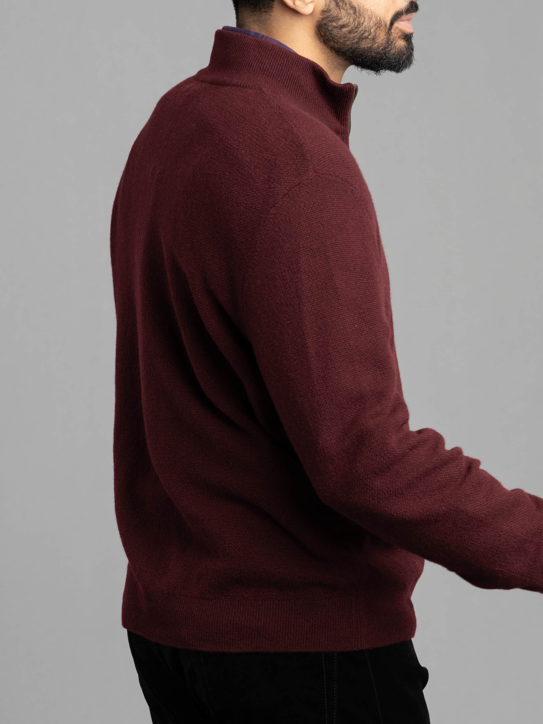 Cashmere Birdseye Quarter Zip Sweater
