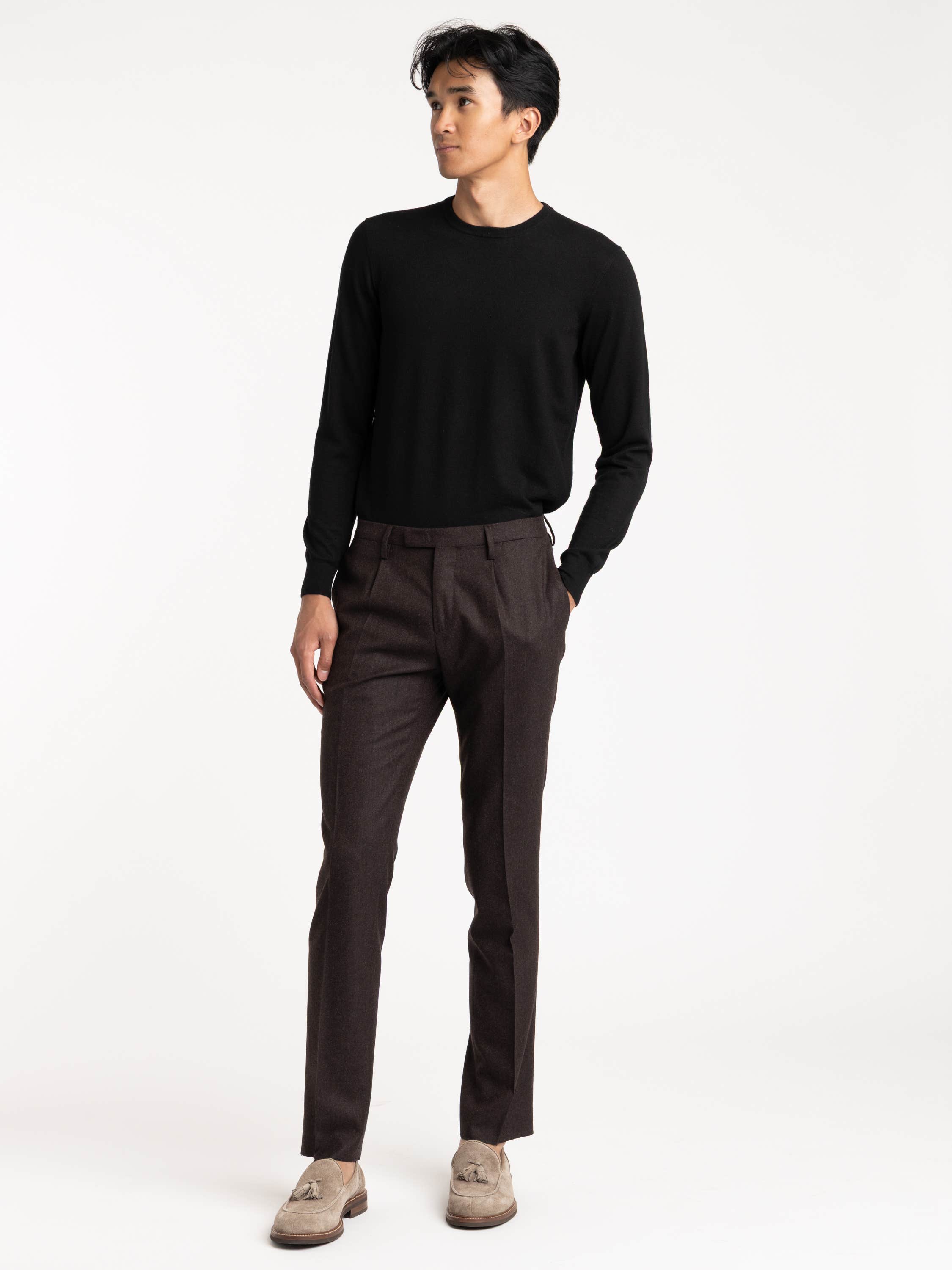 Black Cashmere Longsleeve Crewneck Sweater