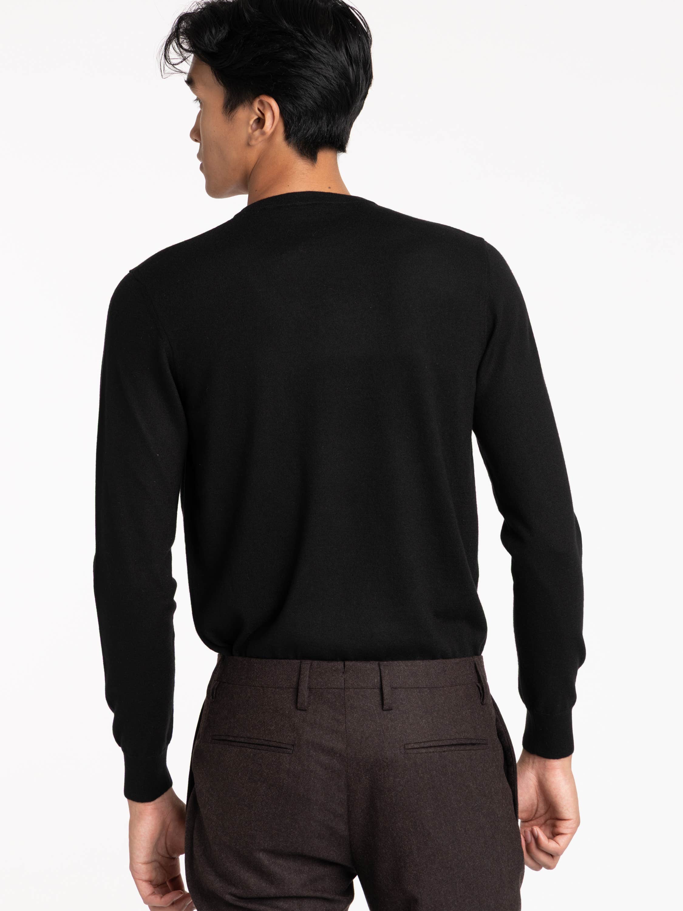 Black Cashmere Longsleeve Crewneck Sweater