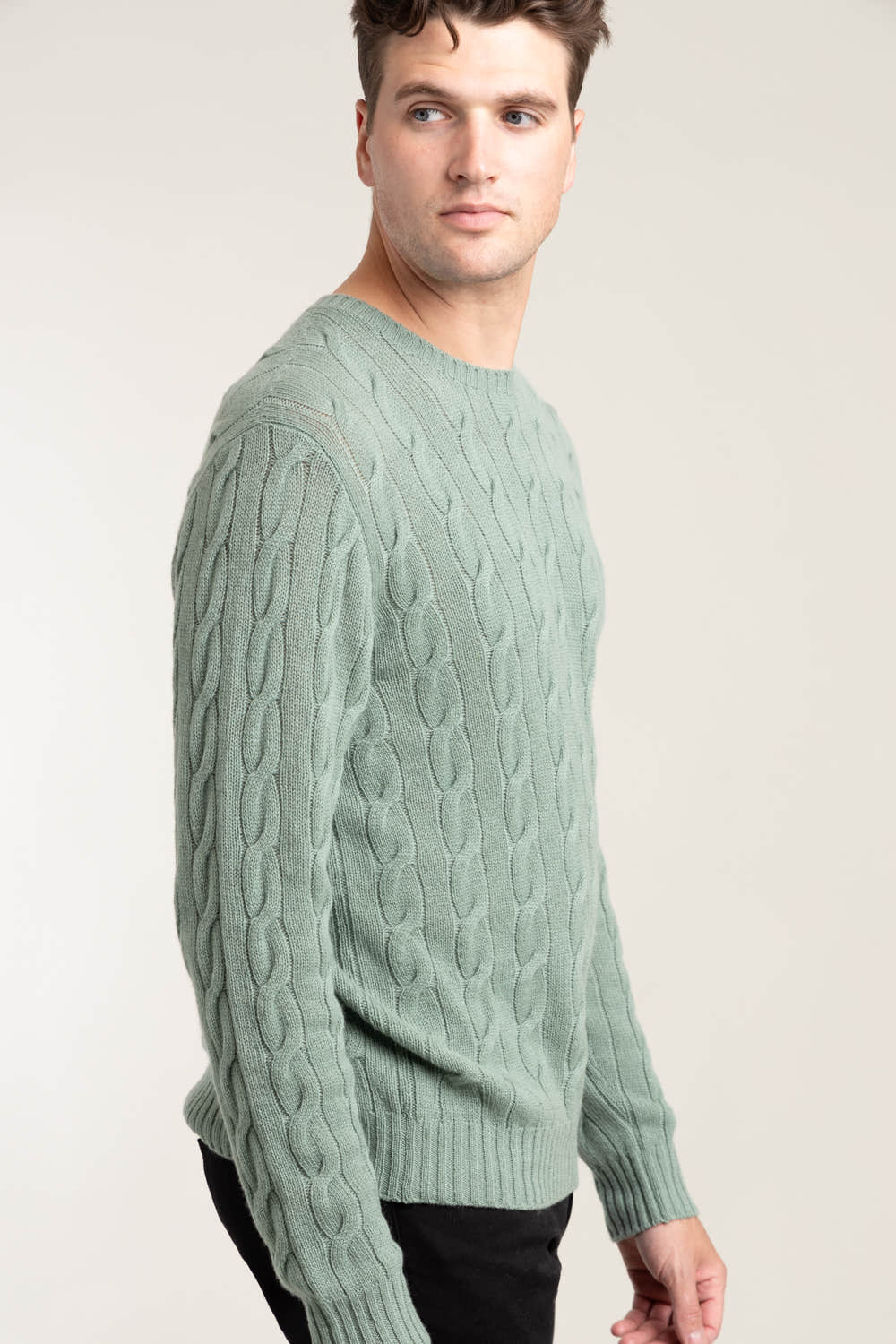 Green Cable Knit Cashmere Sweater