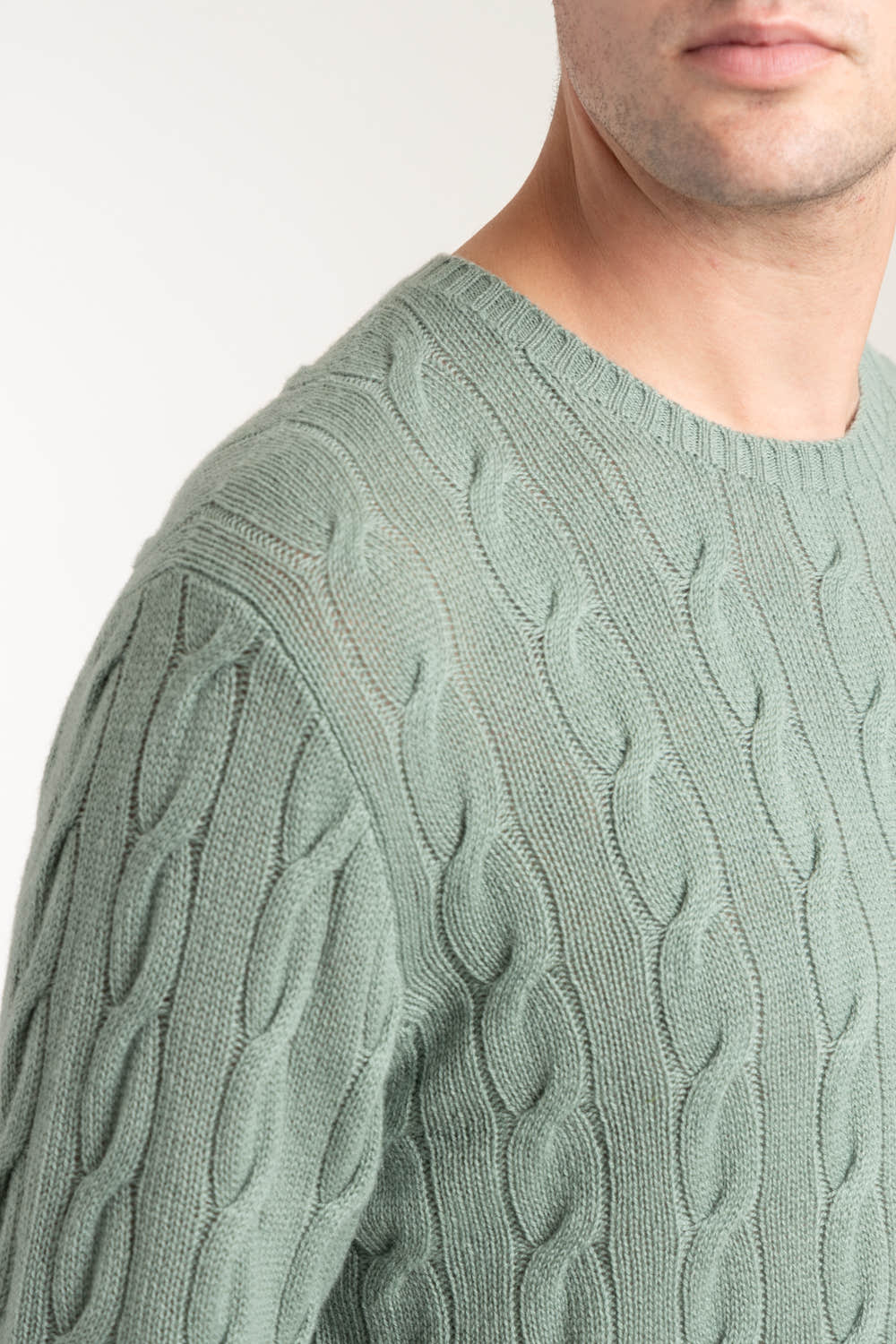 Green Cable Knit Cashmere Sweater