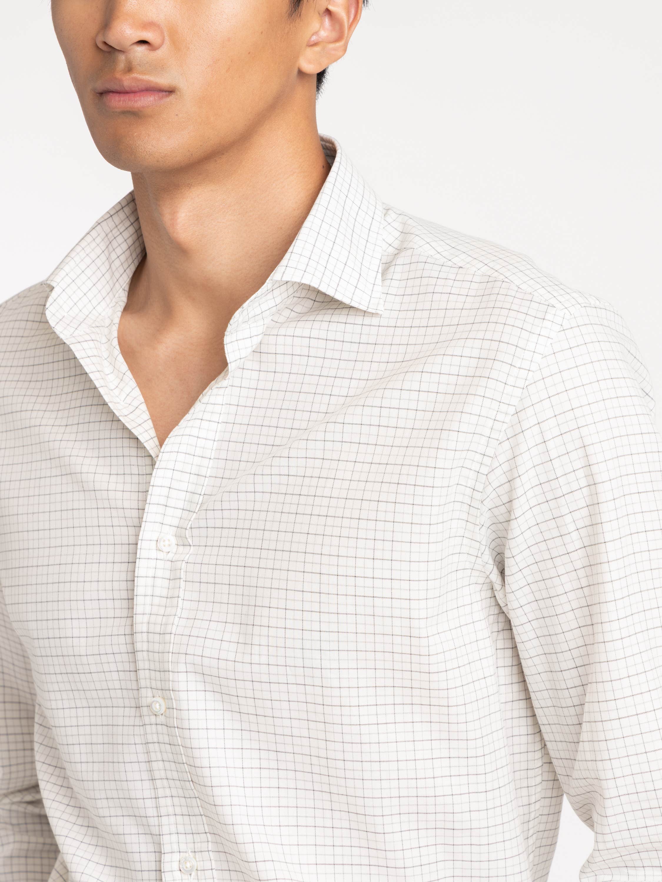 Grey Check White Cotton Sport Shirt