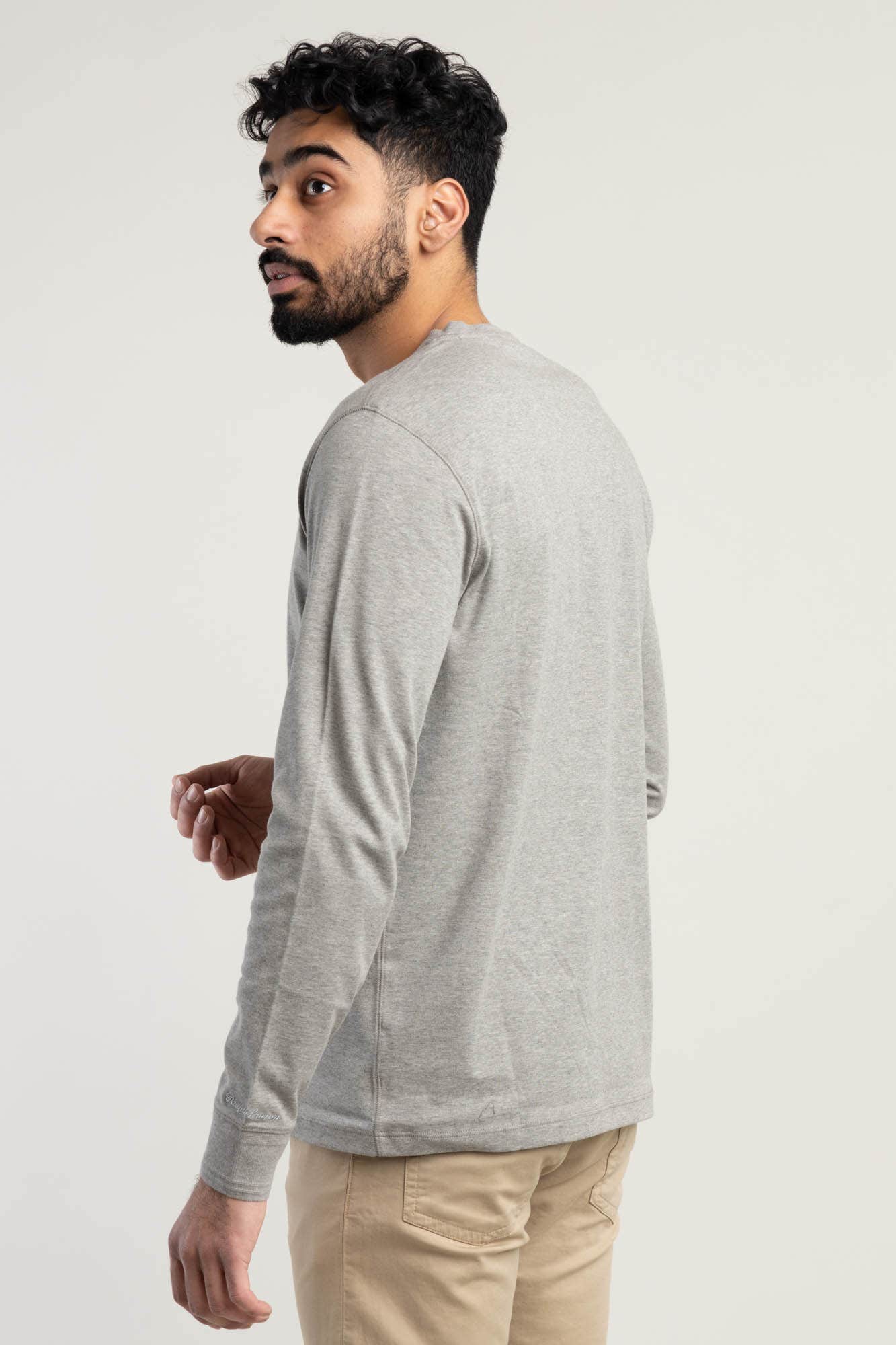 Grey Interlock Henley Shirt