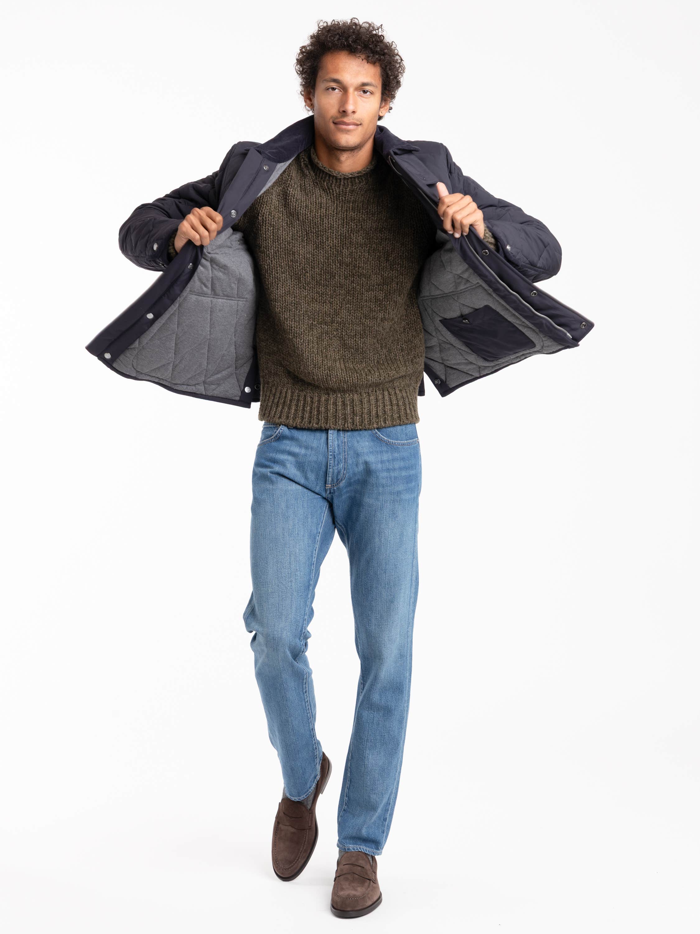 Navy Carleton Quilted Down Jacket