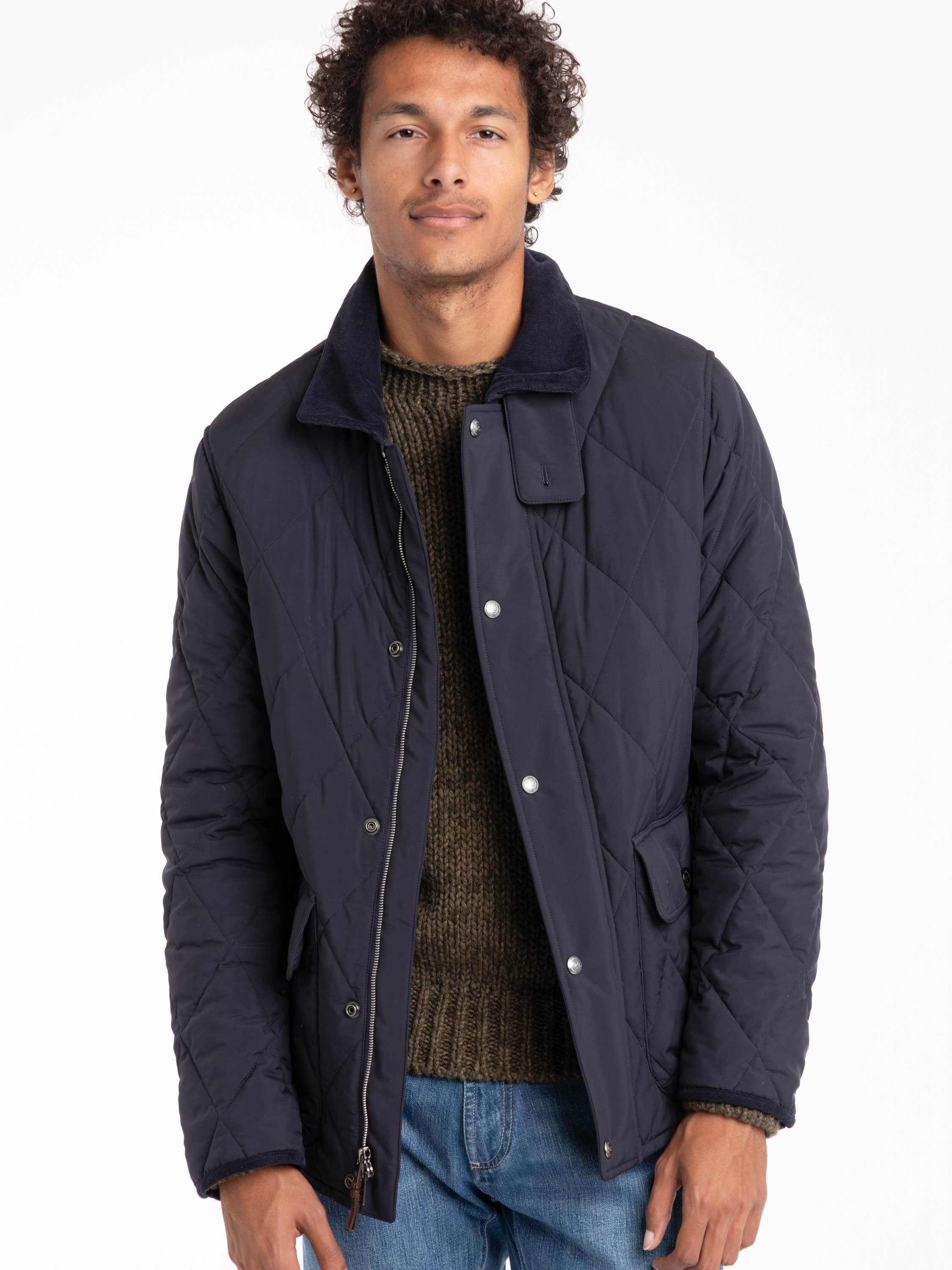 Navy Carleton Quilted Down Jacket