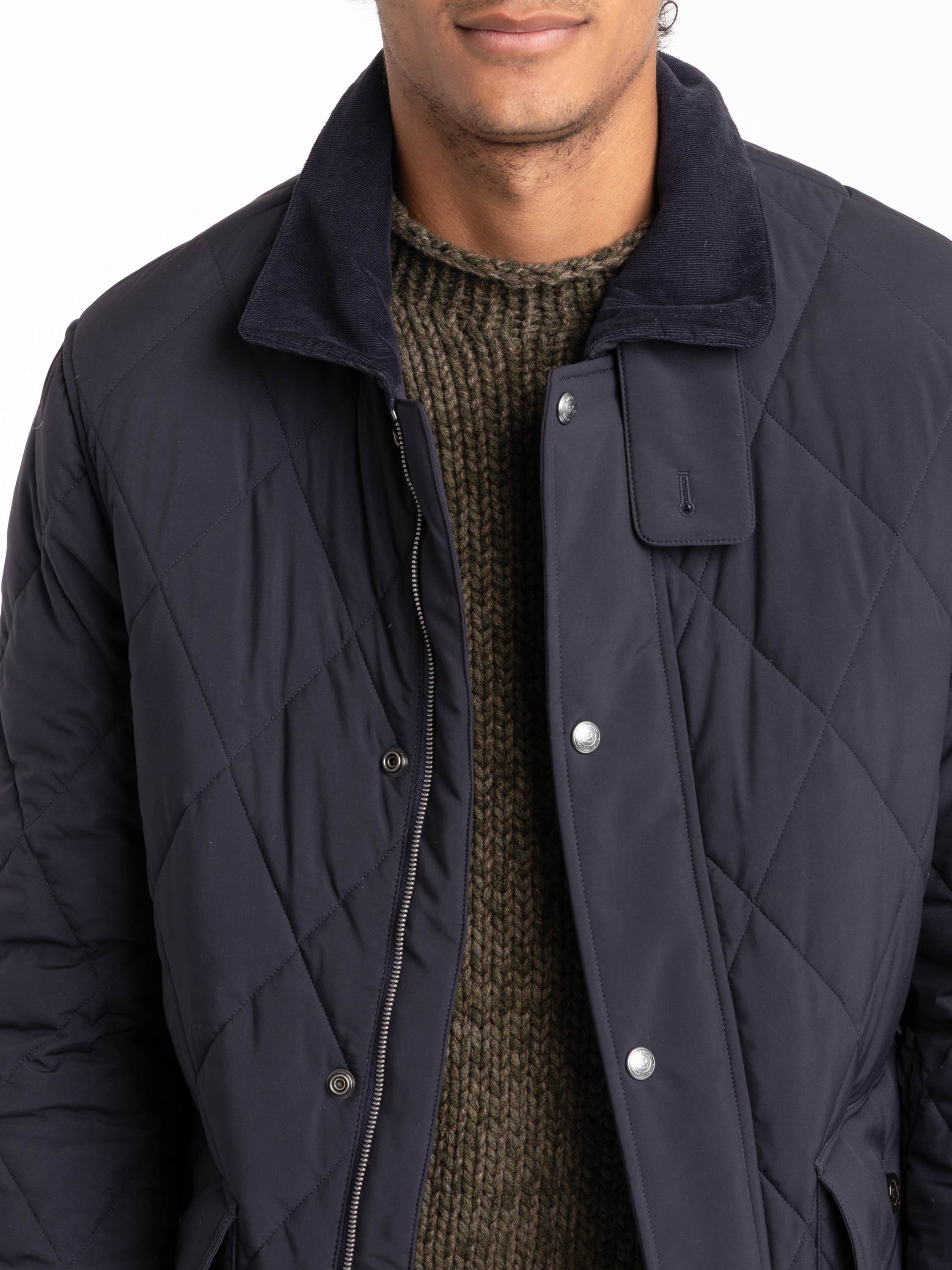 Navy Carleton Quilted Down Jacket