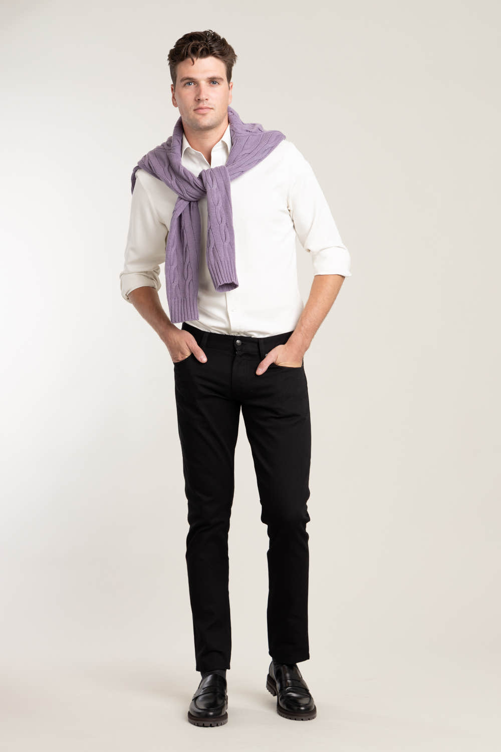 Purple Cable Knit Cashmere Sweater