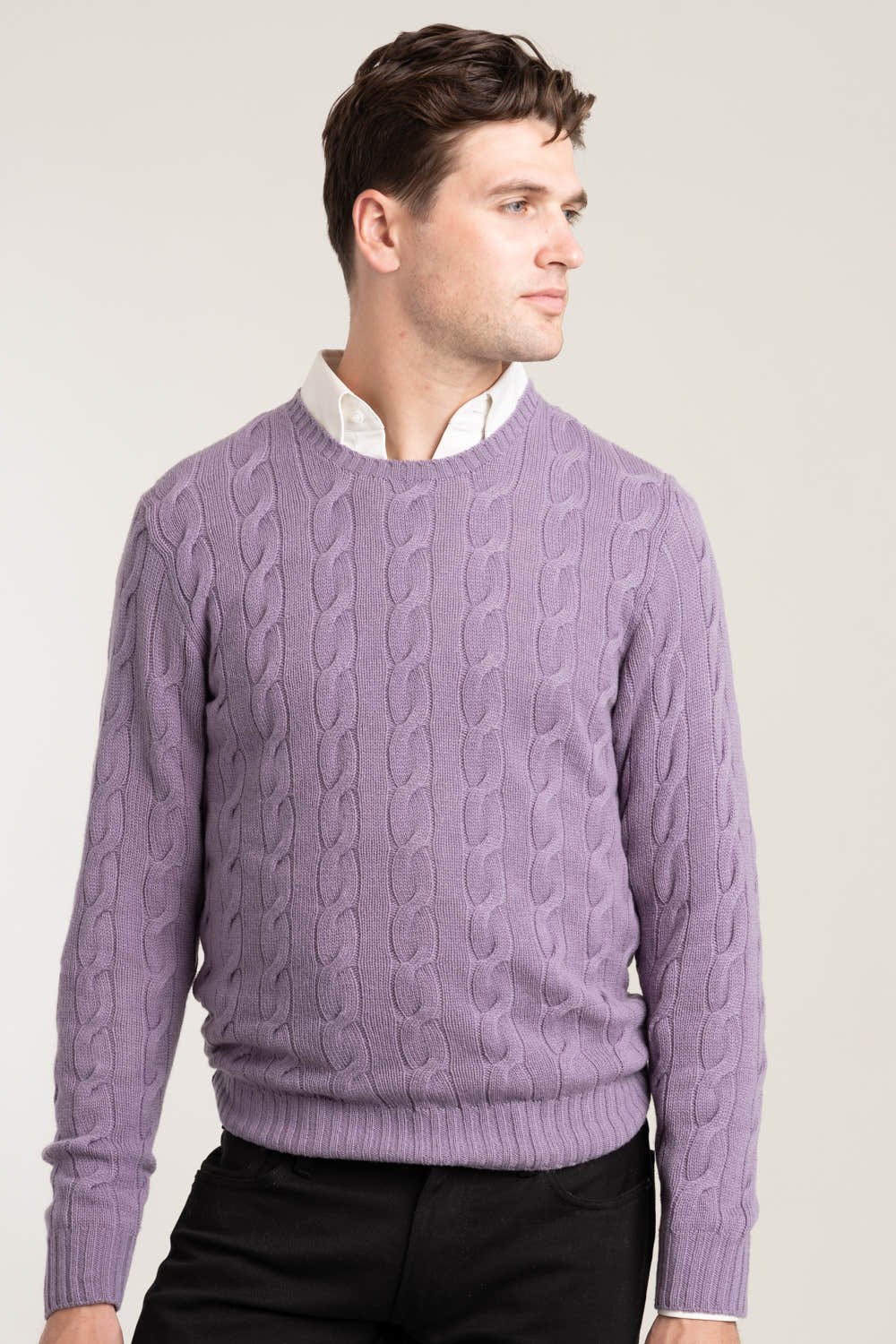 Purple Cable Knit Cashmere Sweater
