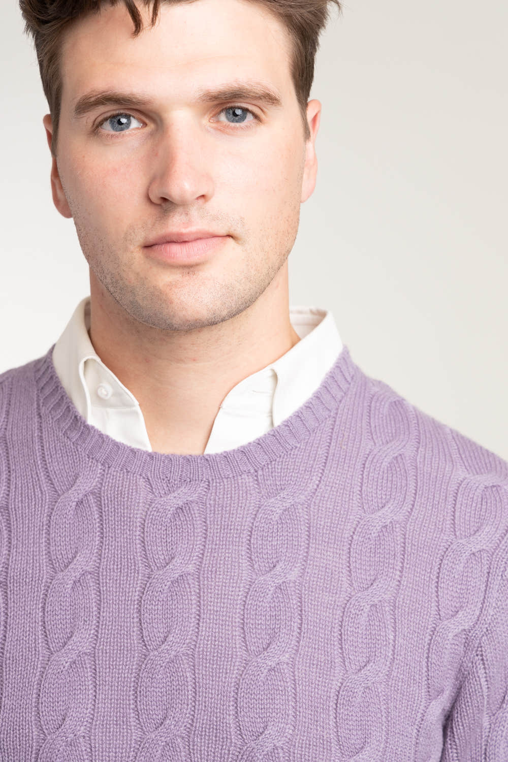 Purple Cable Knit Cashmere Sweater