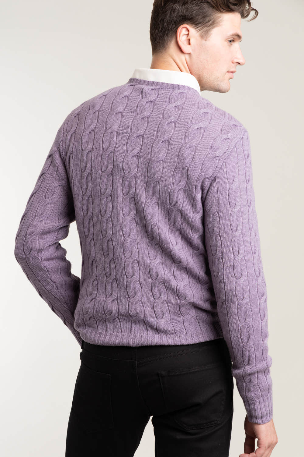 Purple Cable Knit Cashmere Sweater