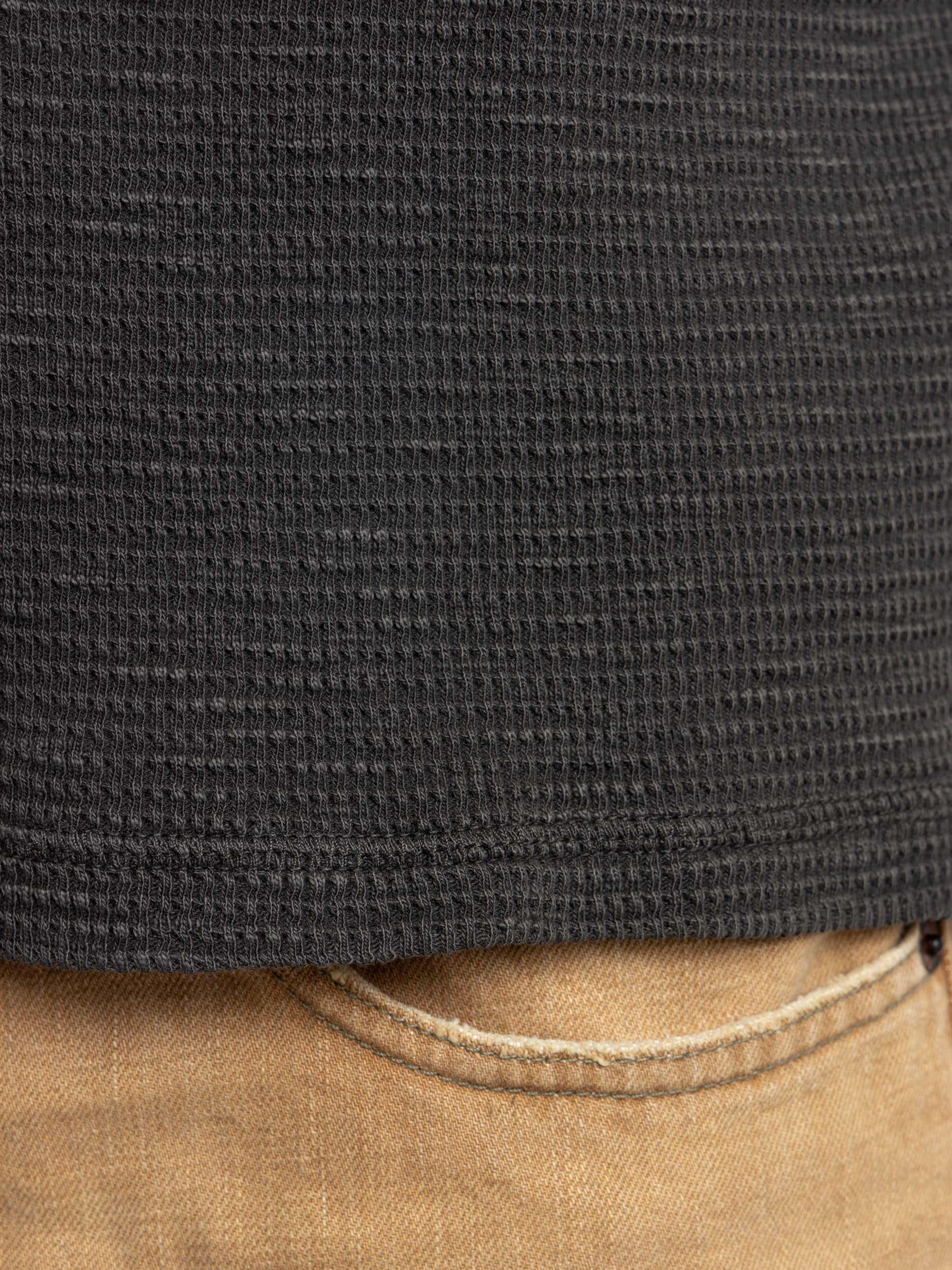 Black Short Sleeve Waffle Shirt