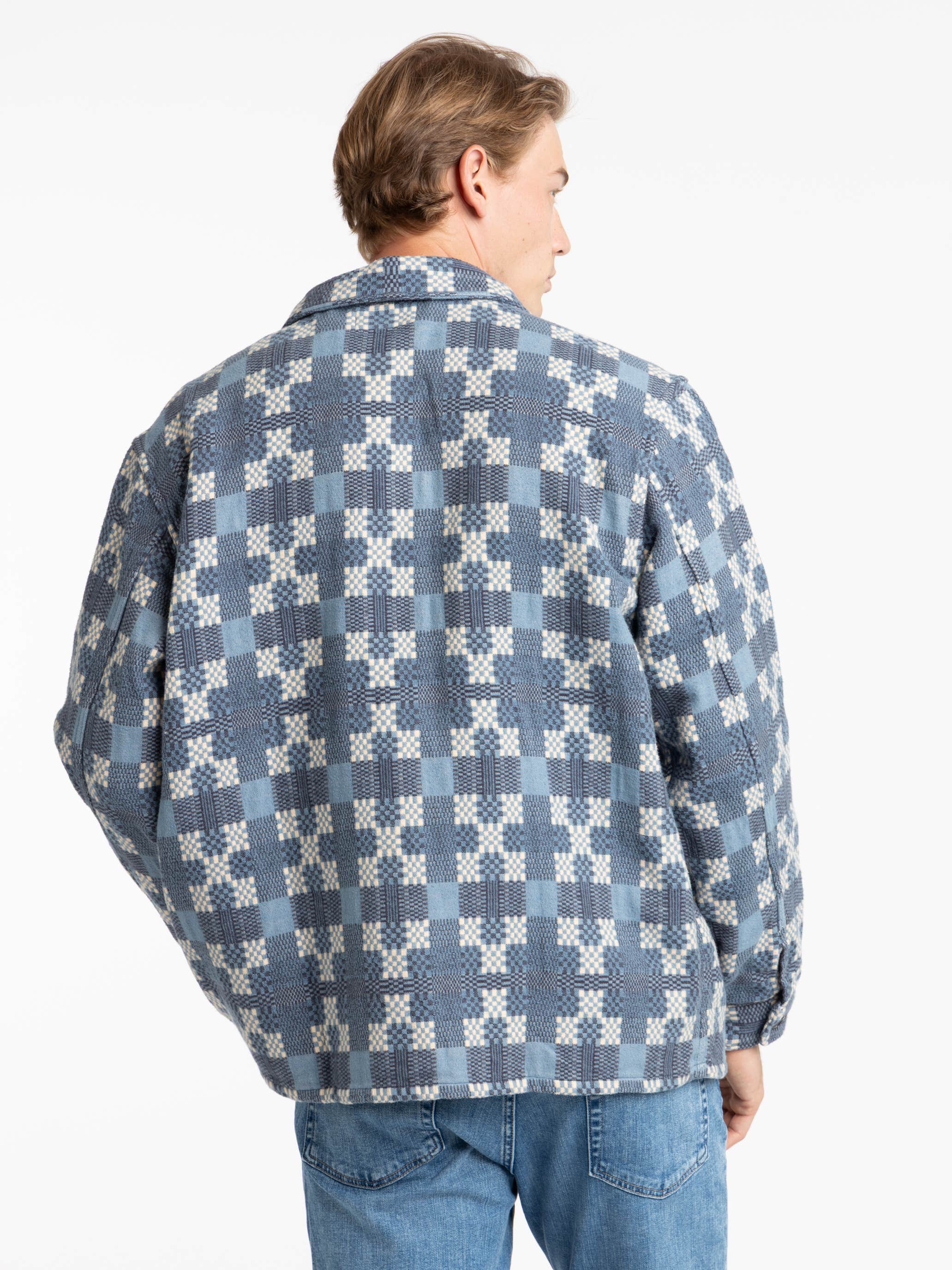 Blue Patterned Jacquard Overshirt