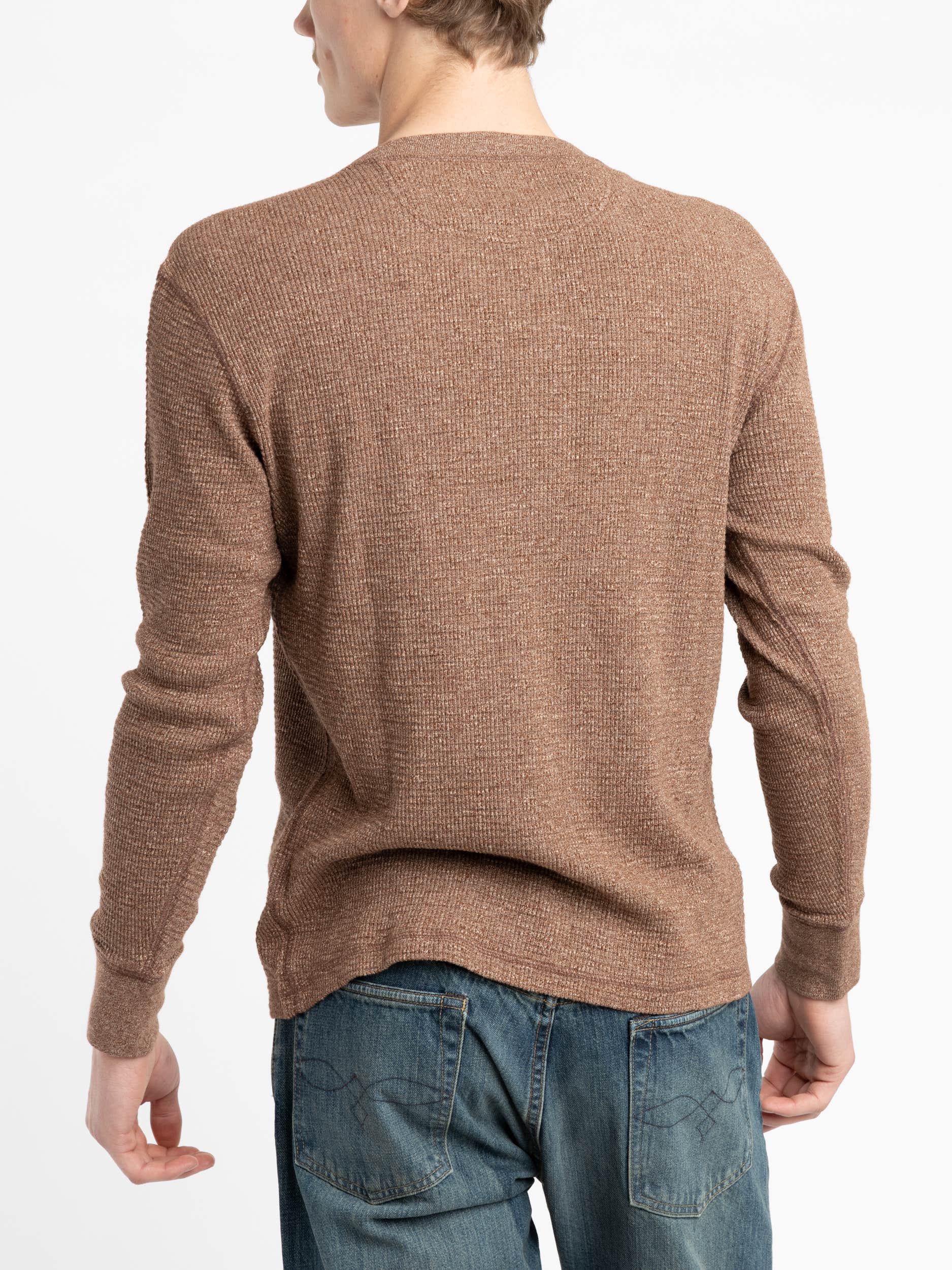 Brown Waffle-knit Henley Shirt