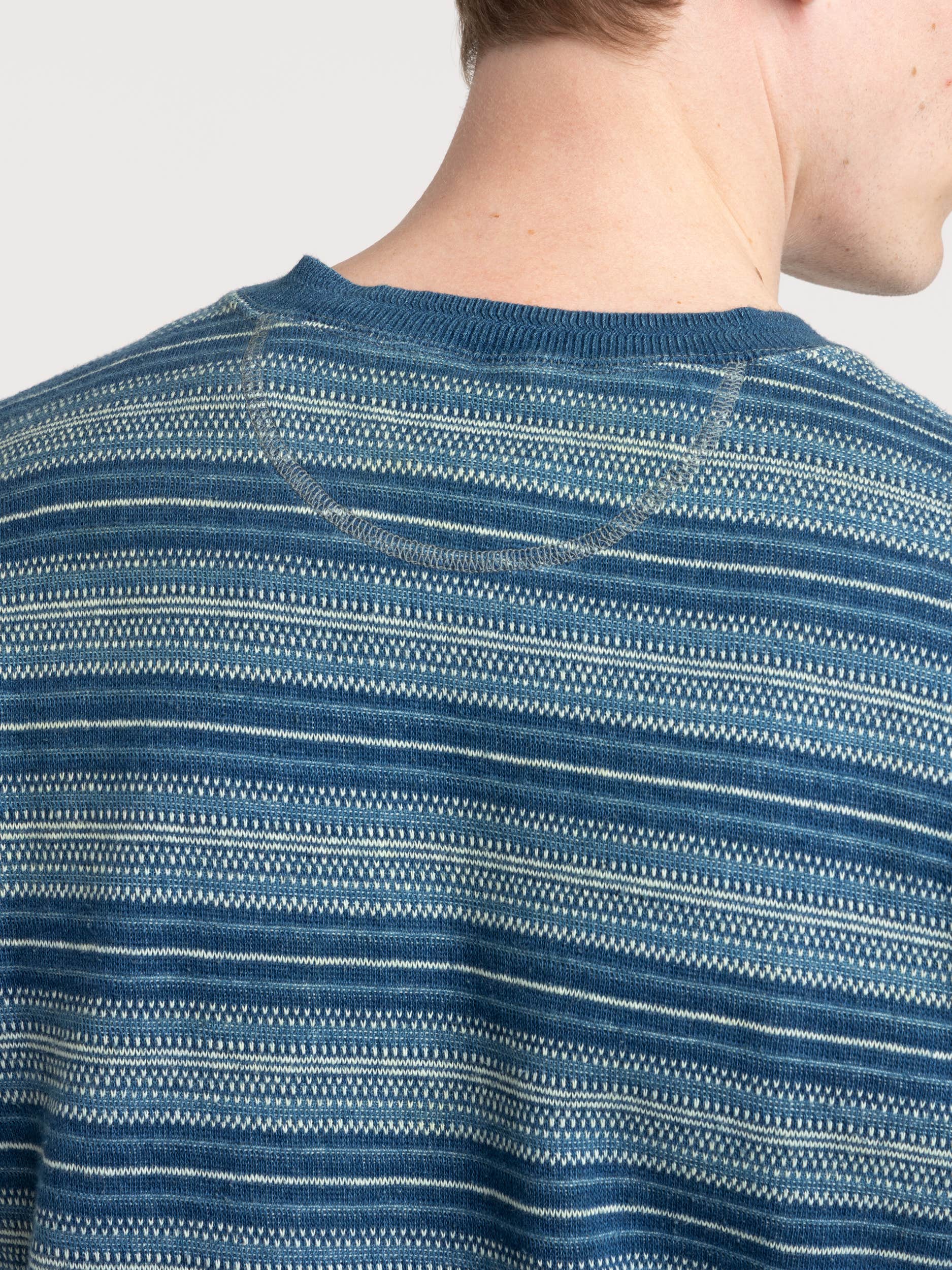 Indigo Striped Jacquard Long Sleeve Shirt