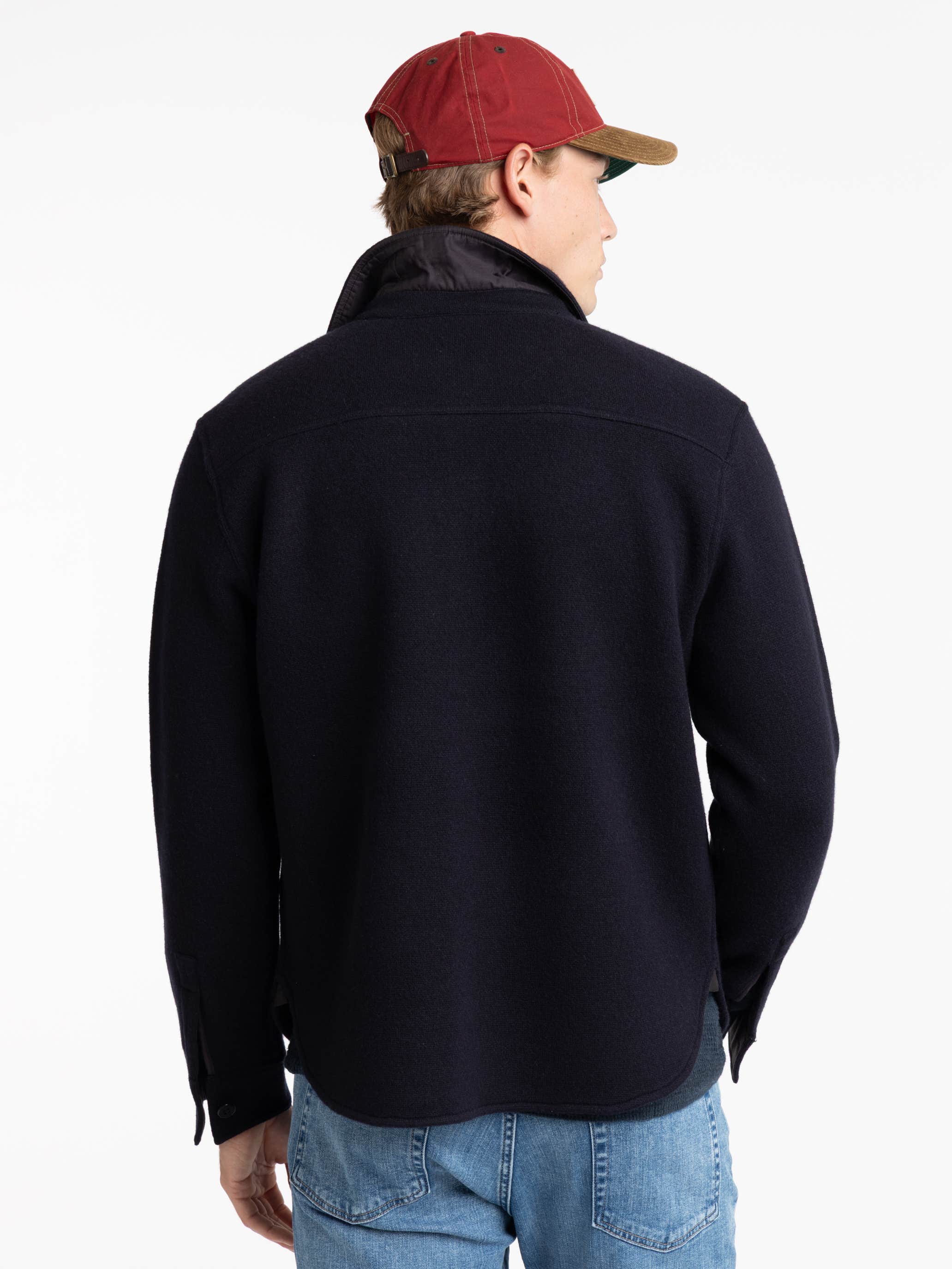 Navy Birdseye Jacquard Wool Sweater
