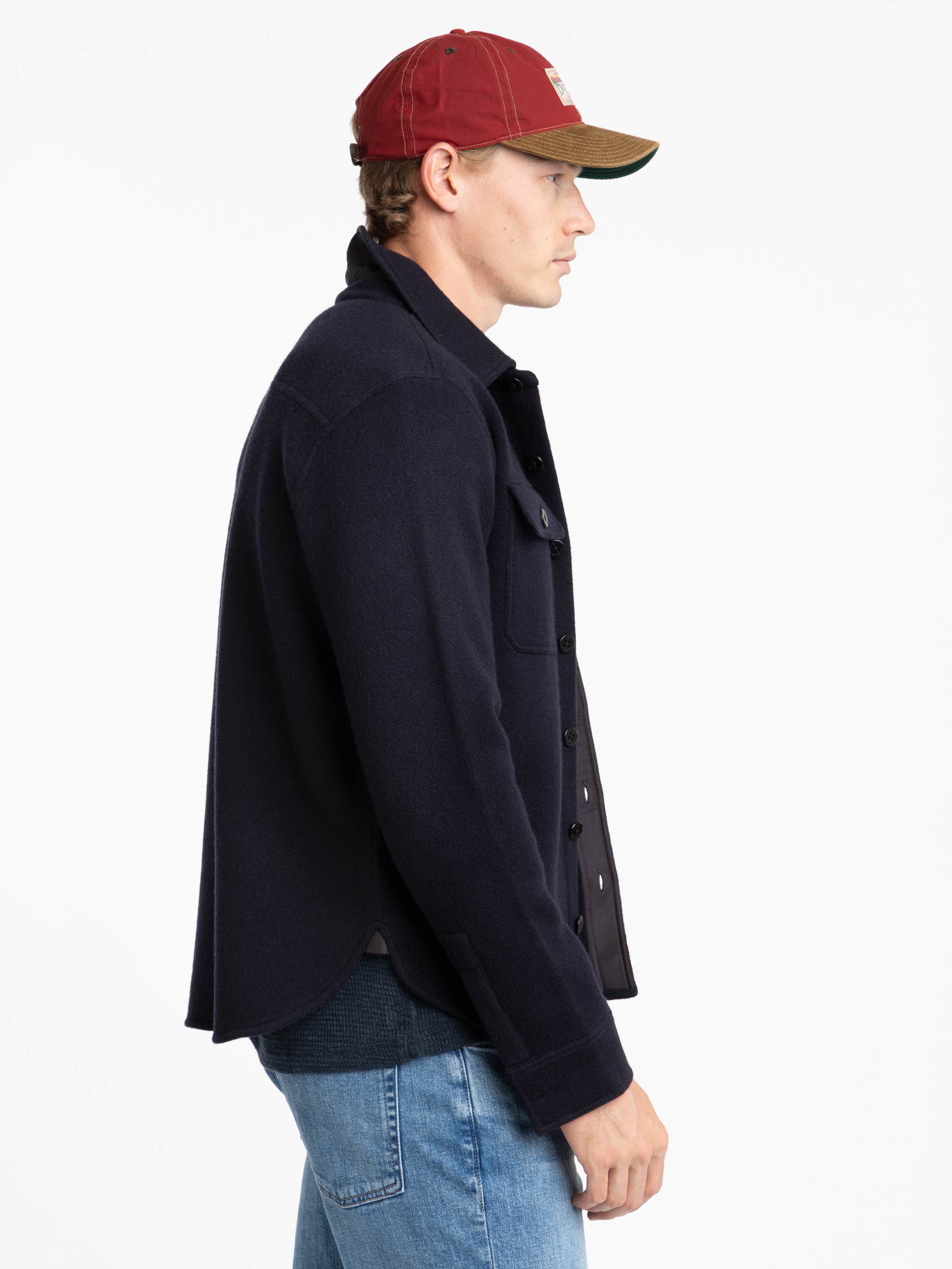 Navy Birdseye Jacquard Wool Sweater