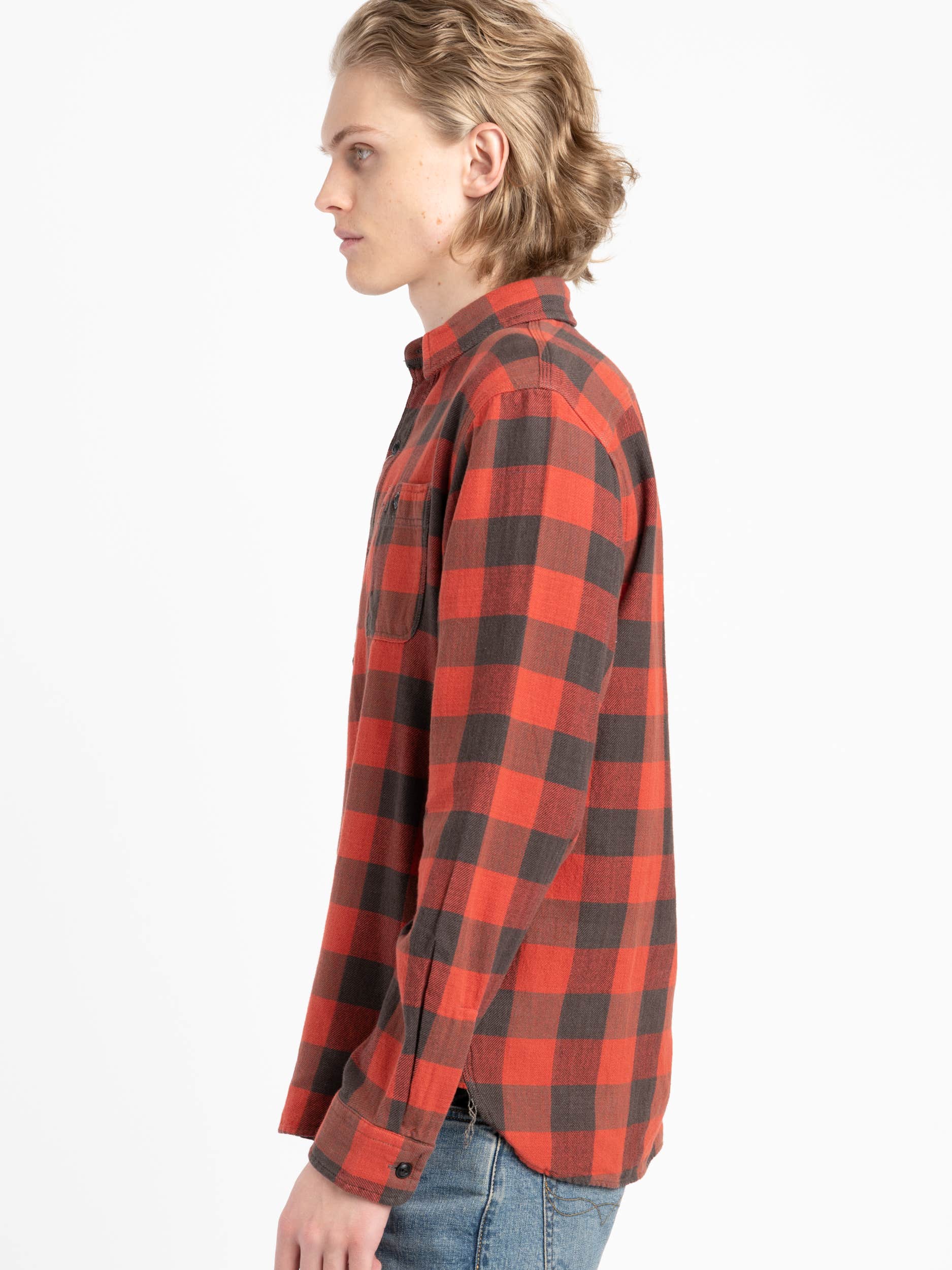 Red/Black Buffalo Plaid Twill Workshirt
