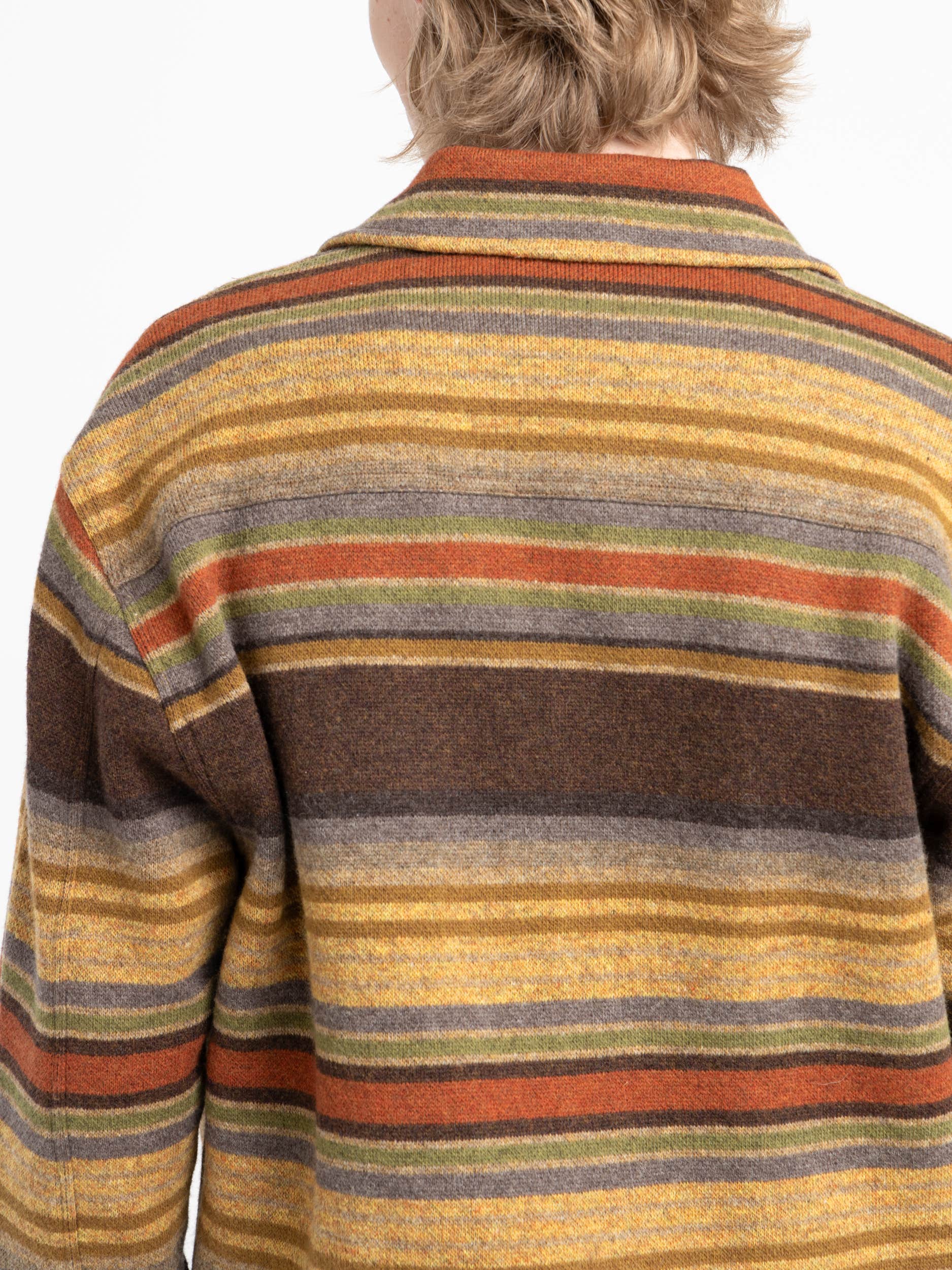 Brown Striped Wool Workwear Overshirt