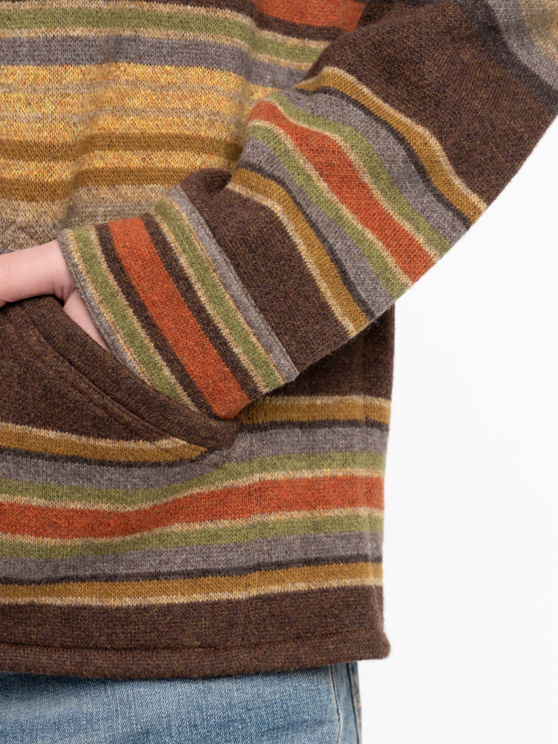 Brown Striped Wool Workwear Overshirt