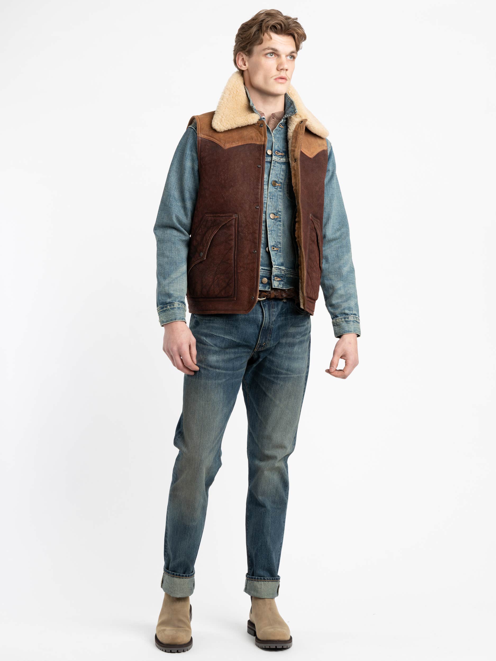 Two-Tone Shearling Vest