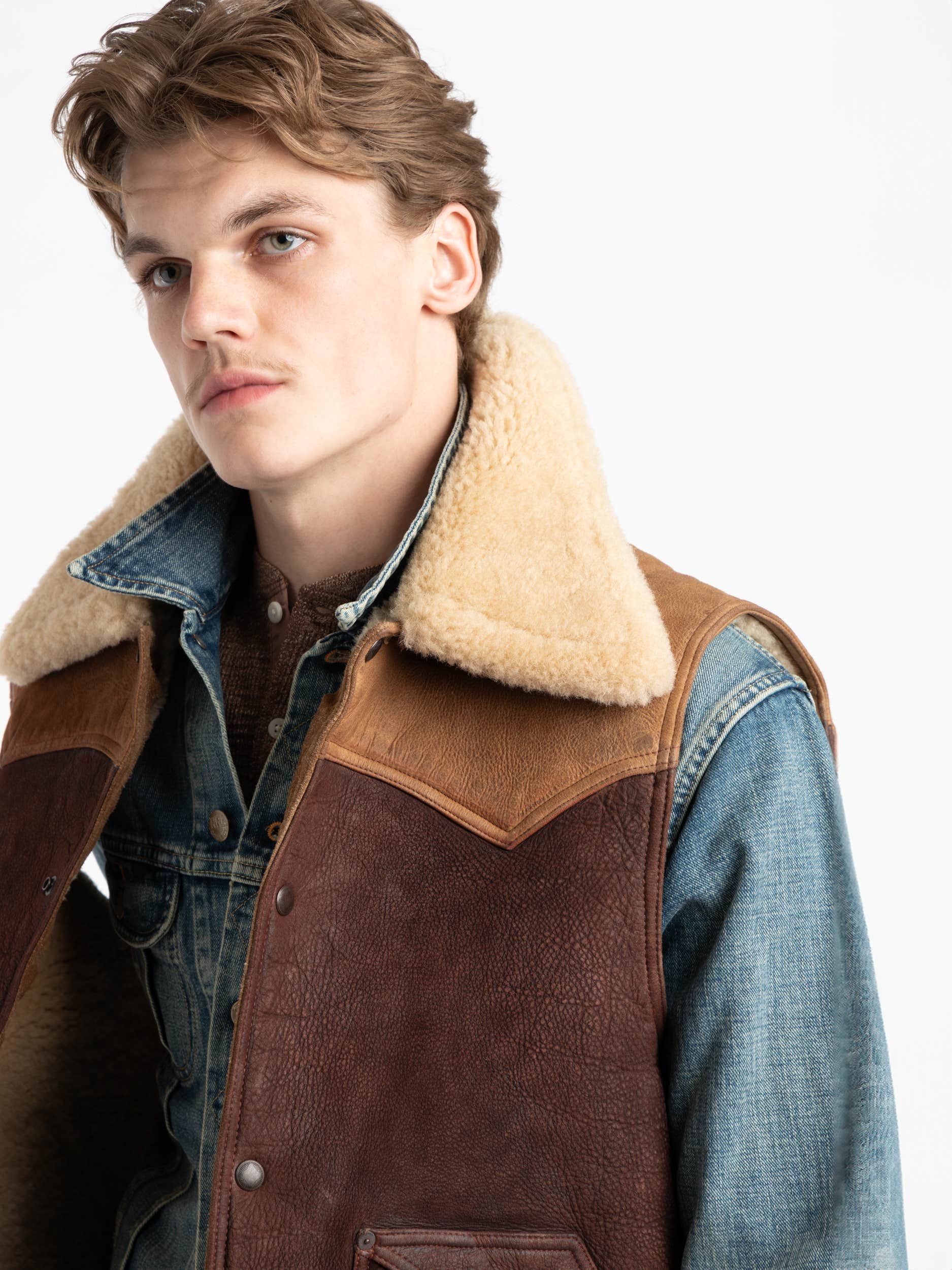 Two-Tone Shearling Vest