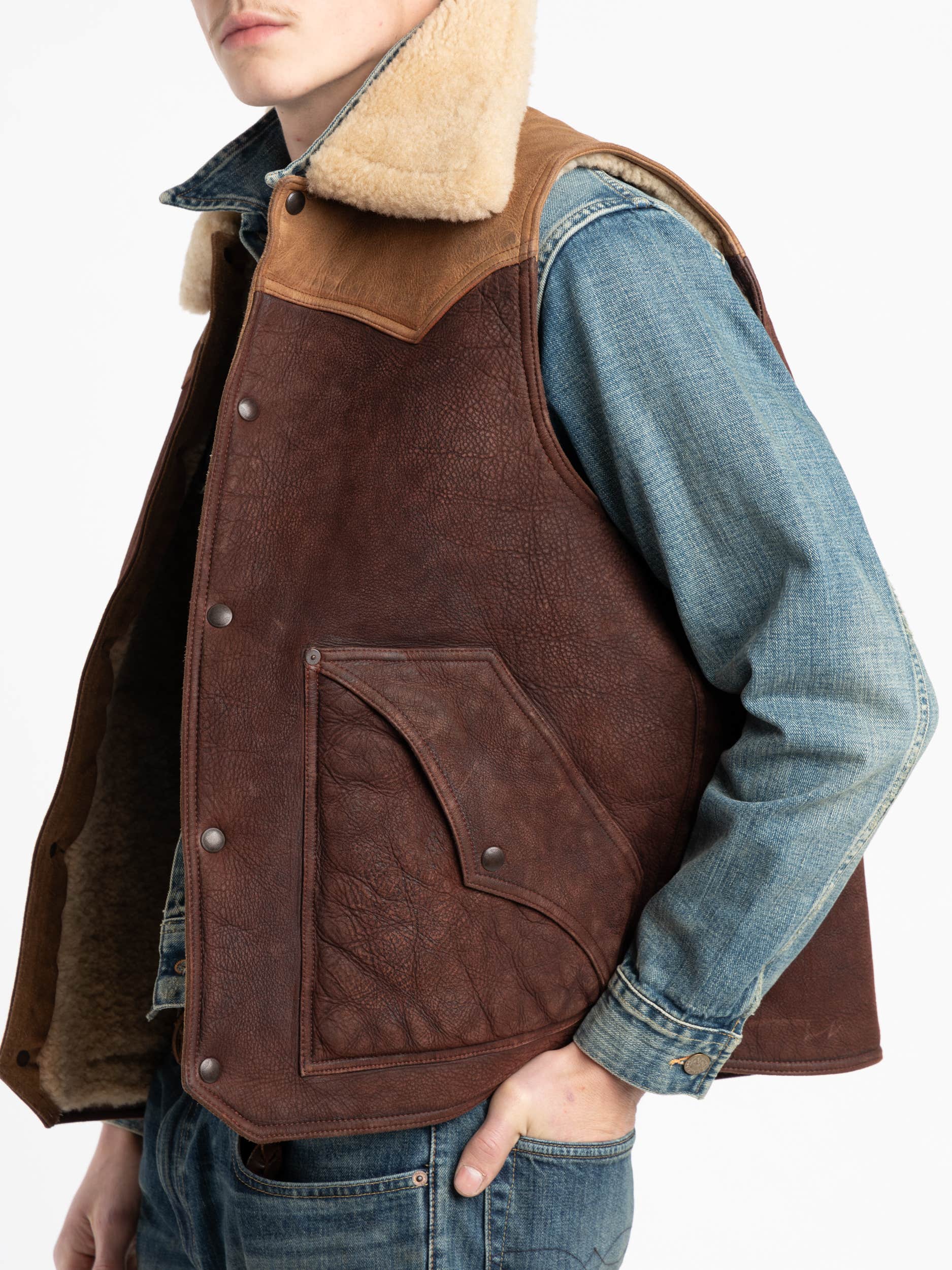 Two-Tone Shearling Vest