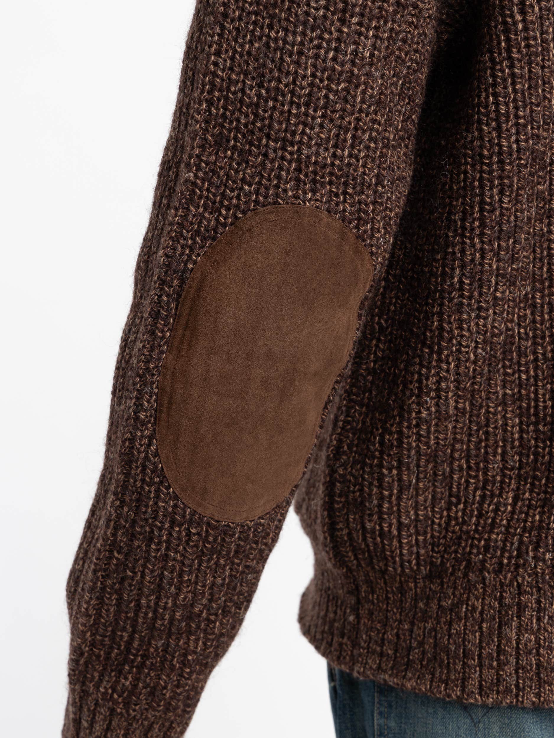 Suede-Trim Marled Shawl Cardigan