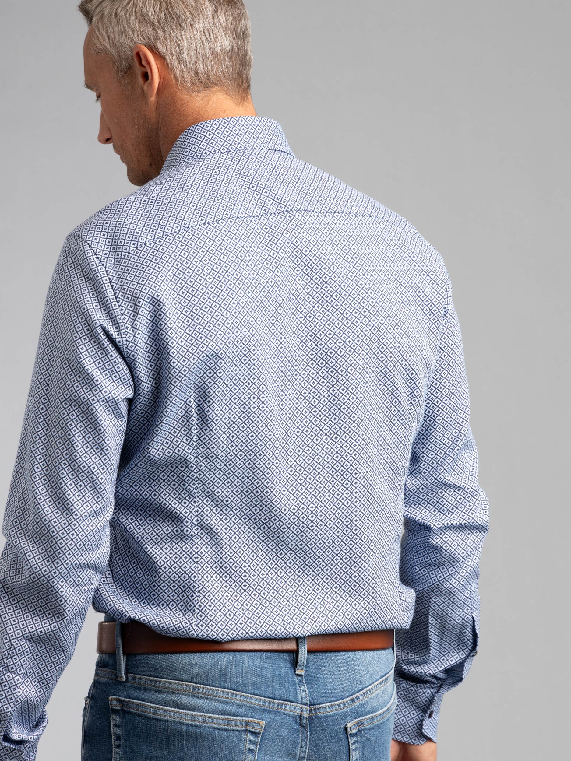 Blue Patterned Oxford Shirt