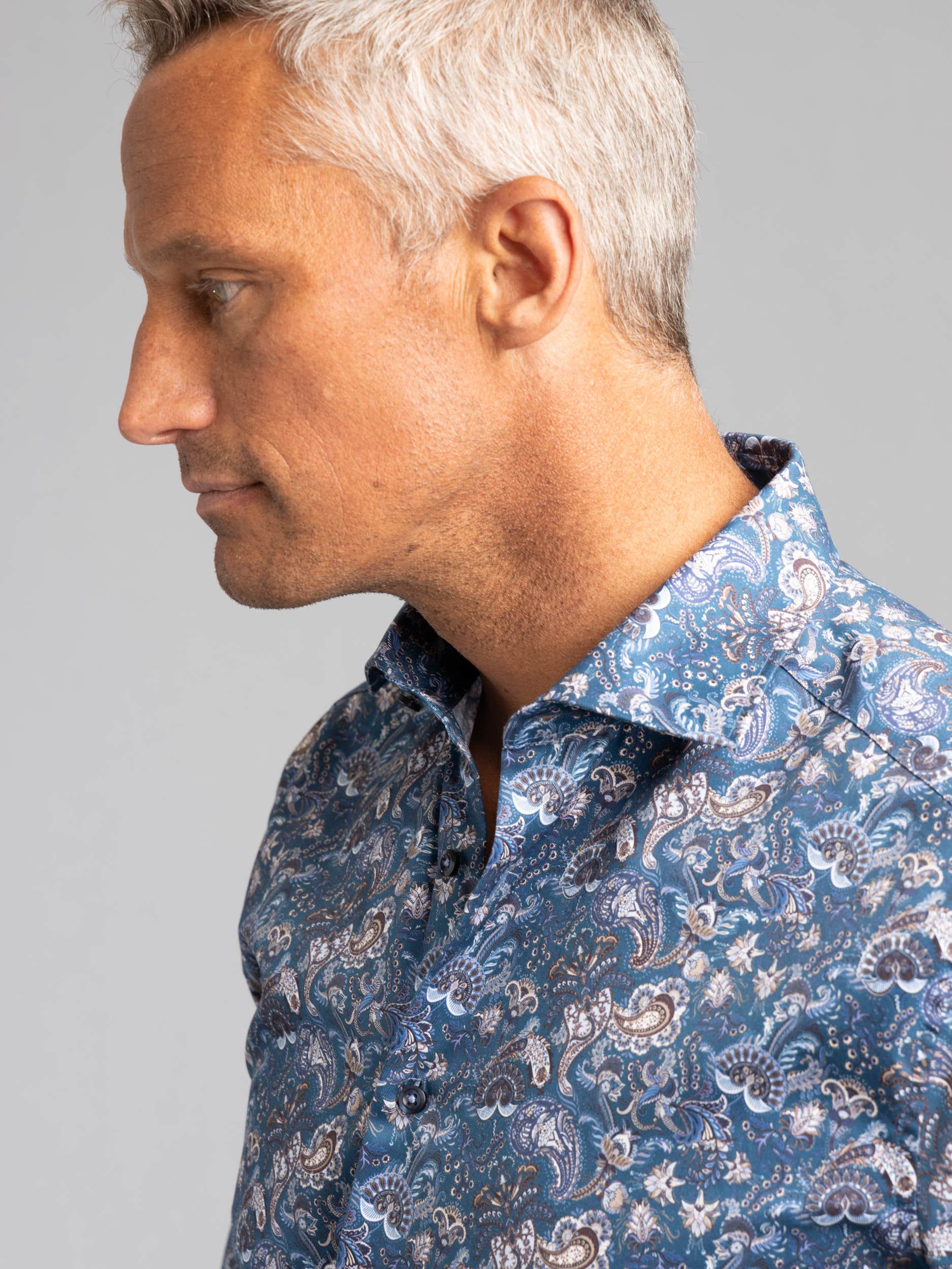Blue Patterned Oxford Shirt