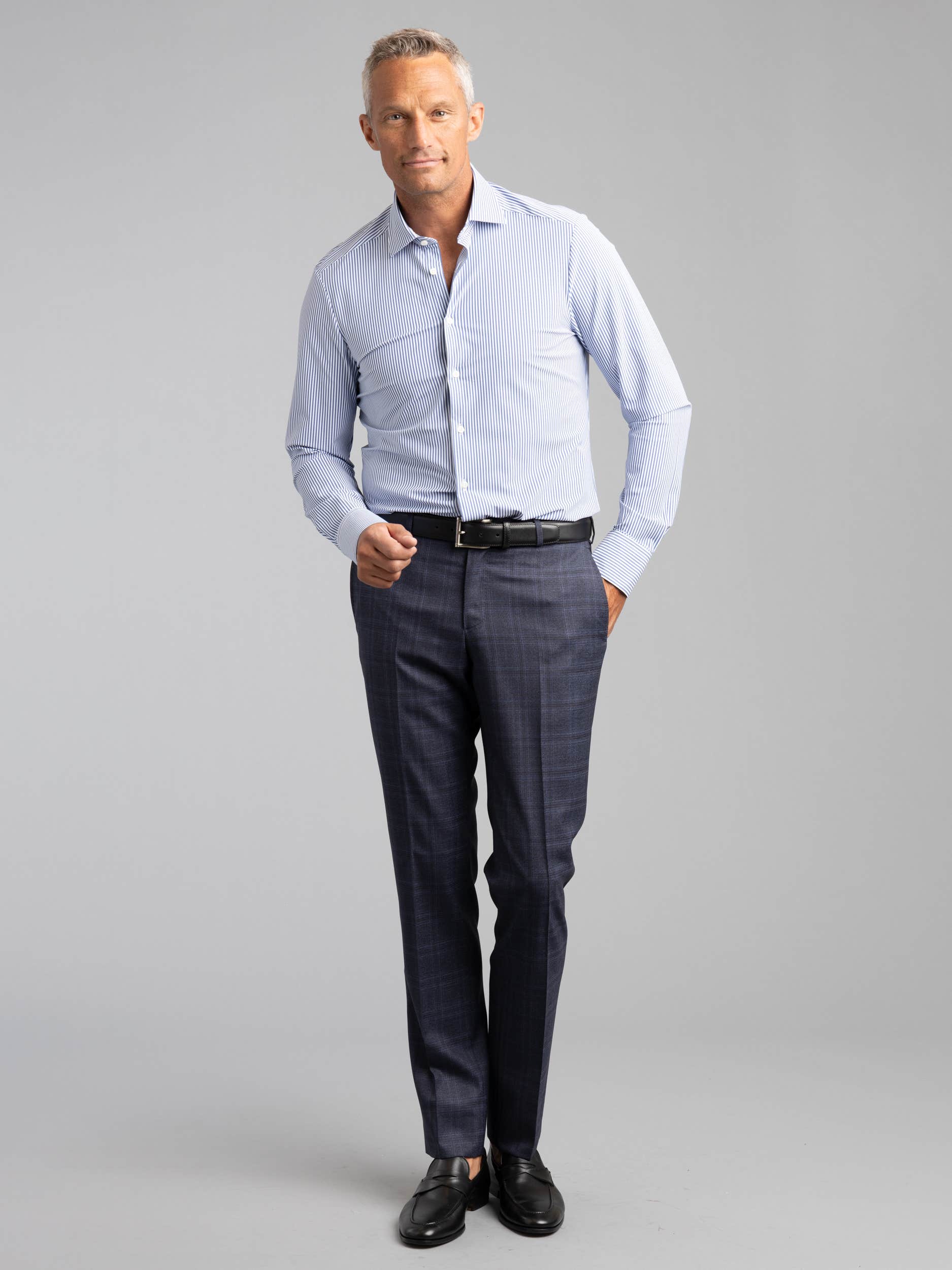 Casual Blue Striped Jersey Shirt