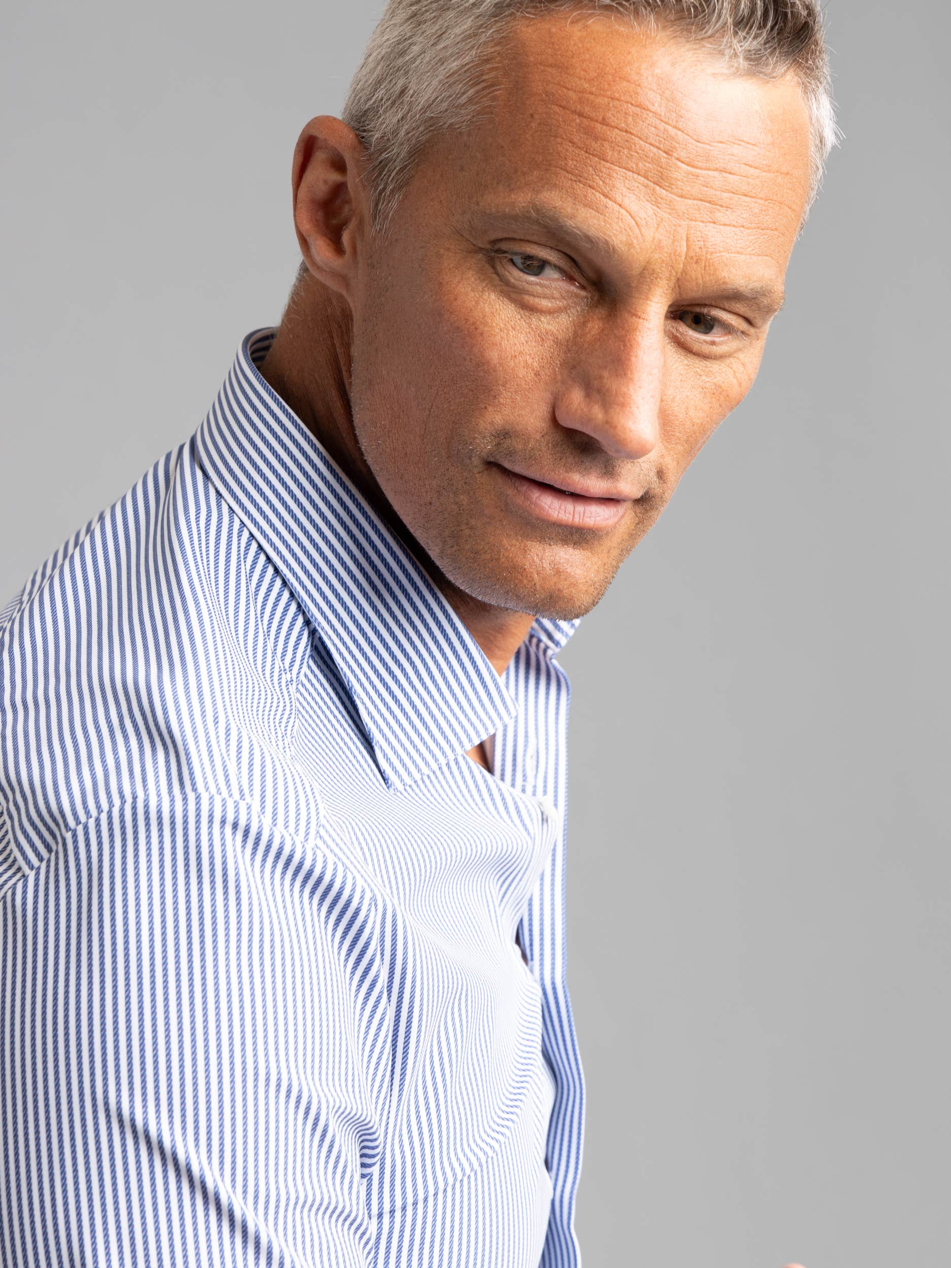 Casual Blue Striped Jersey Shirt