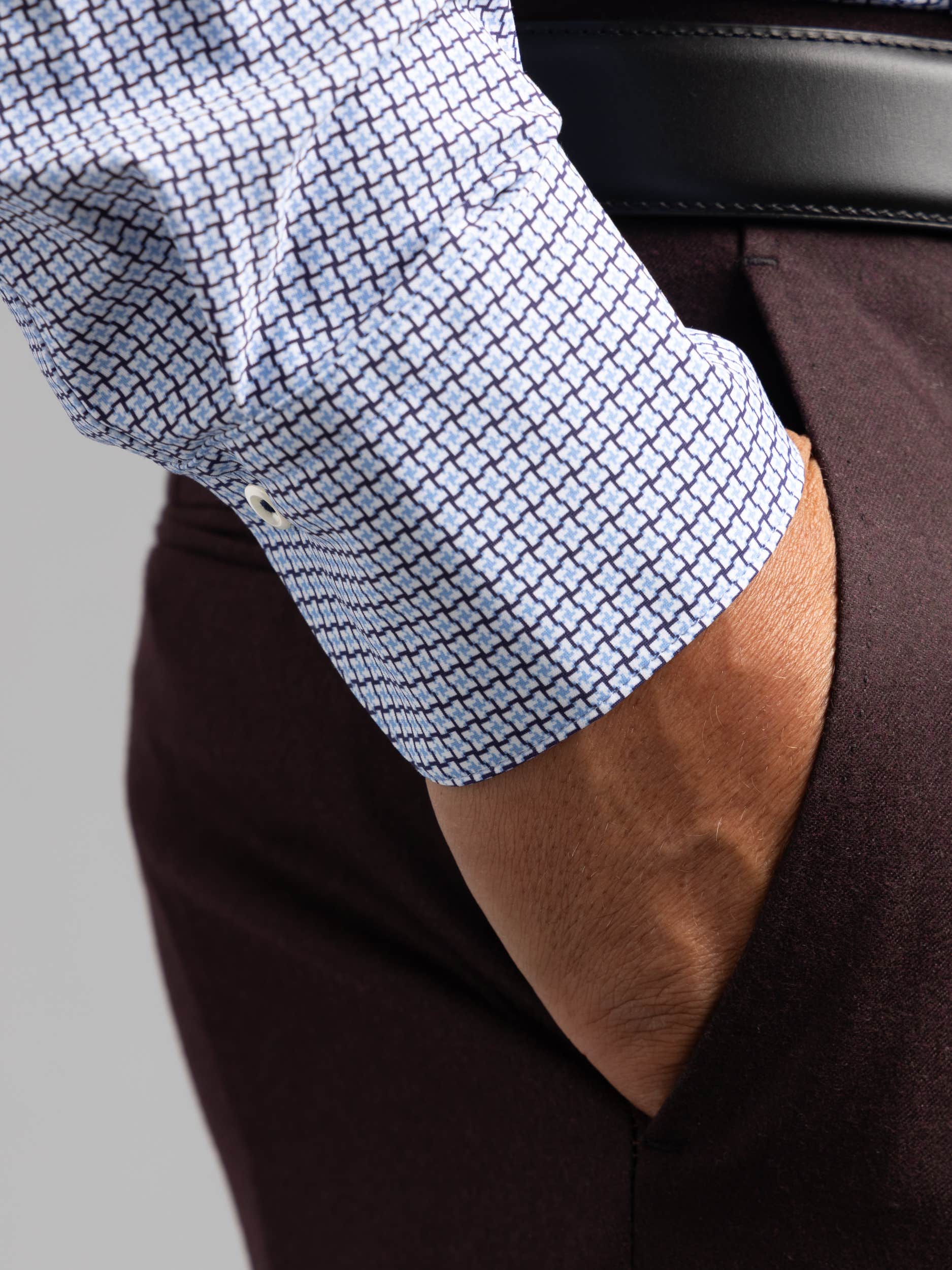 Casual Blue Patterned Jersey Shirt