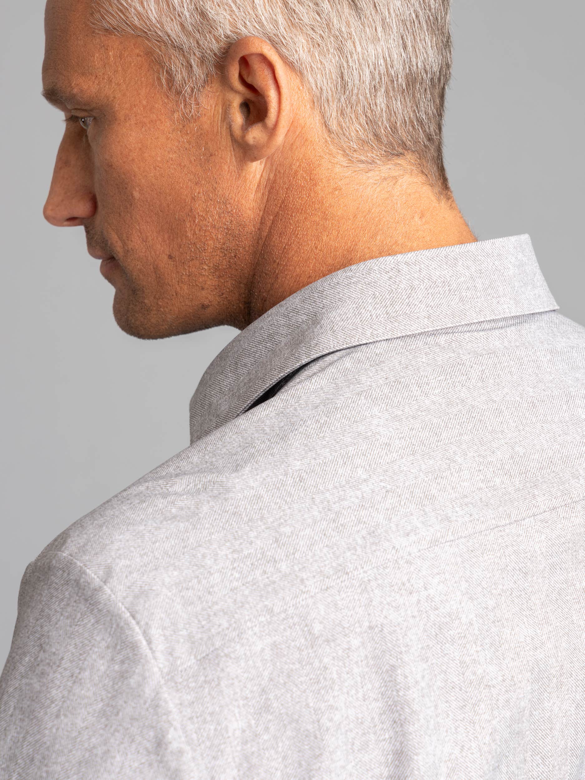 Grey Herringbone Pattern Button-Down Shirt